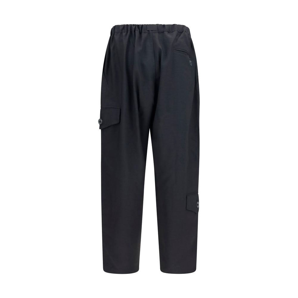 Y-3 Tapered Twill Cargo Pants — Black, view 2