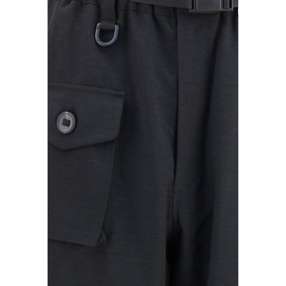 Y-3 Tapered Twill Cargo Pants — Black, view 3
