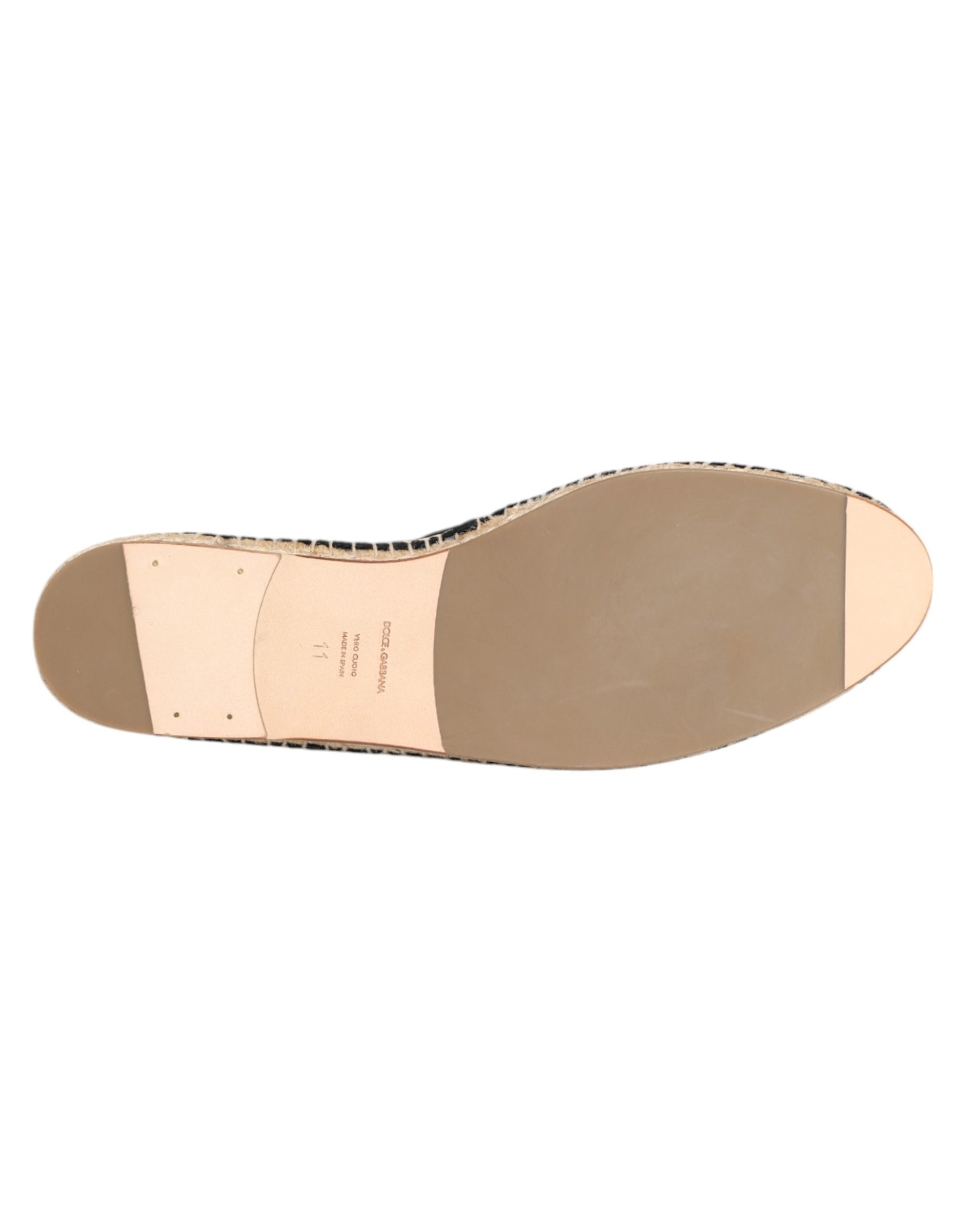Dolce & Gabbana Crown-Embellished Velvet Espadrille Flat — Black, view 7