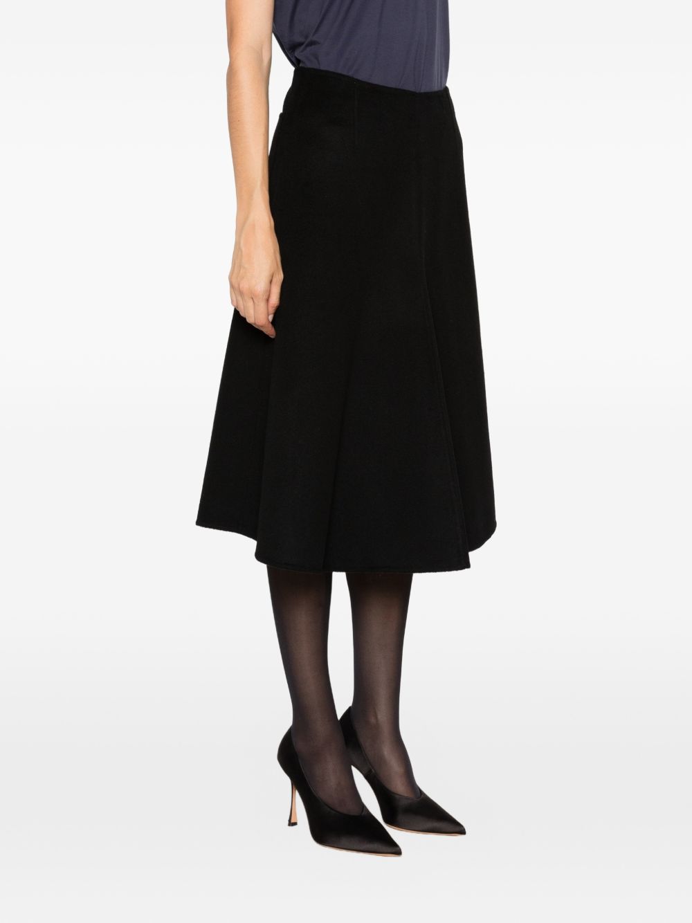 SUSANNE BOMMER Wool A-Line Midi Skirt — Black, view 4