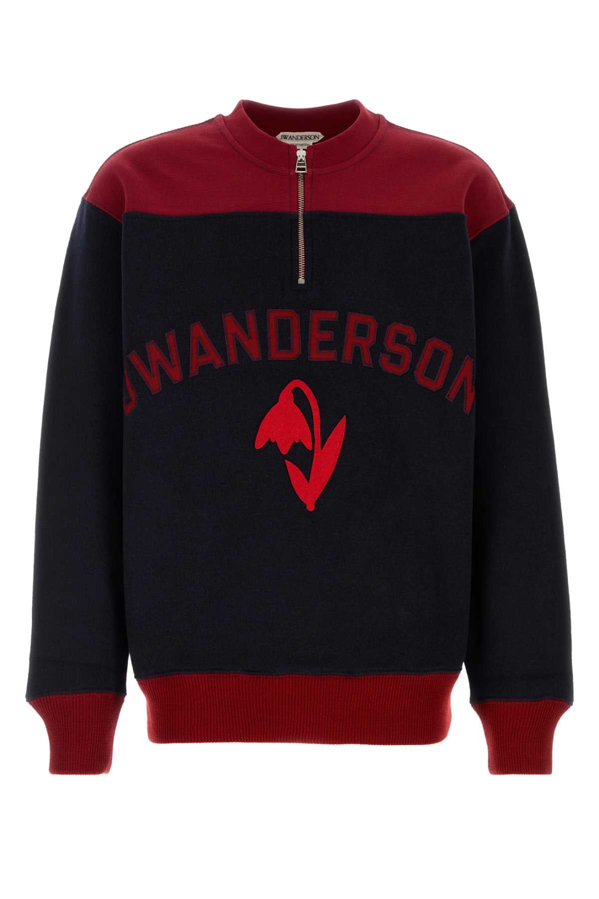 JW Anderson Two-Tone Wool Blend Sweatshirt — Navy by JW Anderson