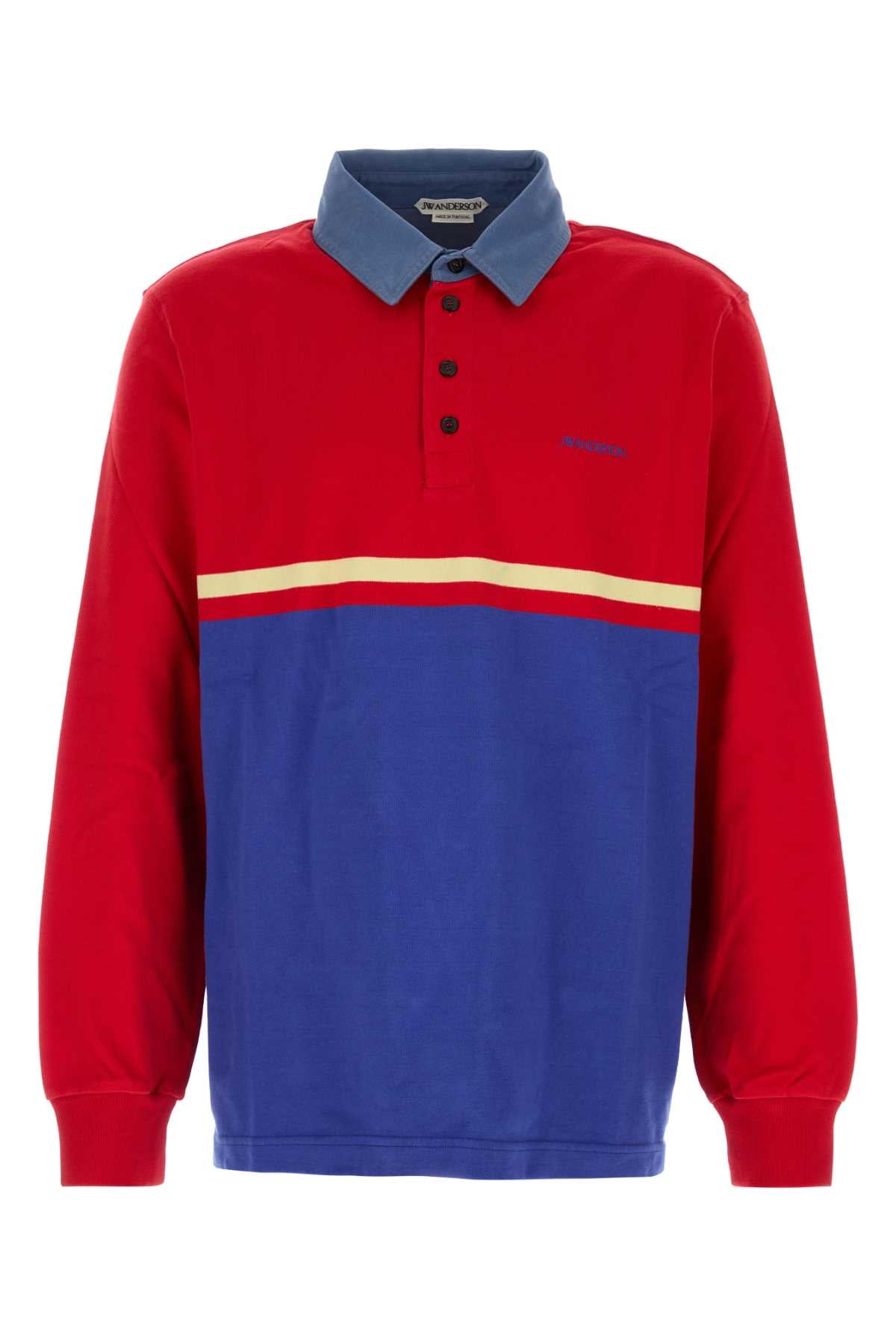 JW Anderson Colorblock Cotton Polo — Red by JW Anderson