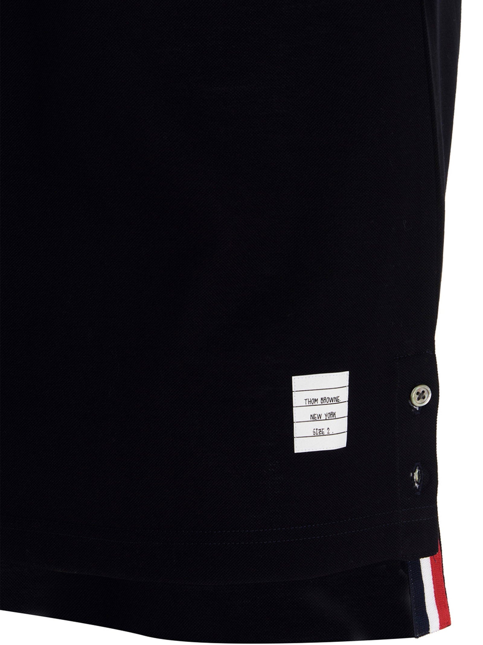 Thom Browne Piqué Cotton with RWB Trim Polo Shirt — Black, view 4