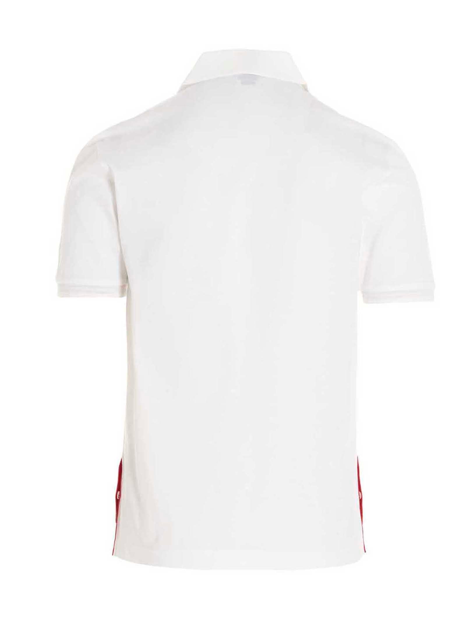 Thom Browne RWB-Striped Piqué Cotton Polo Shirt — White, view 2