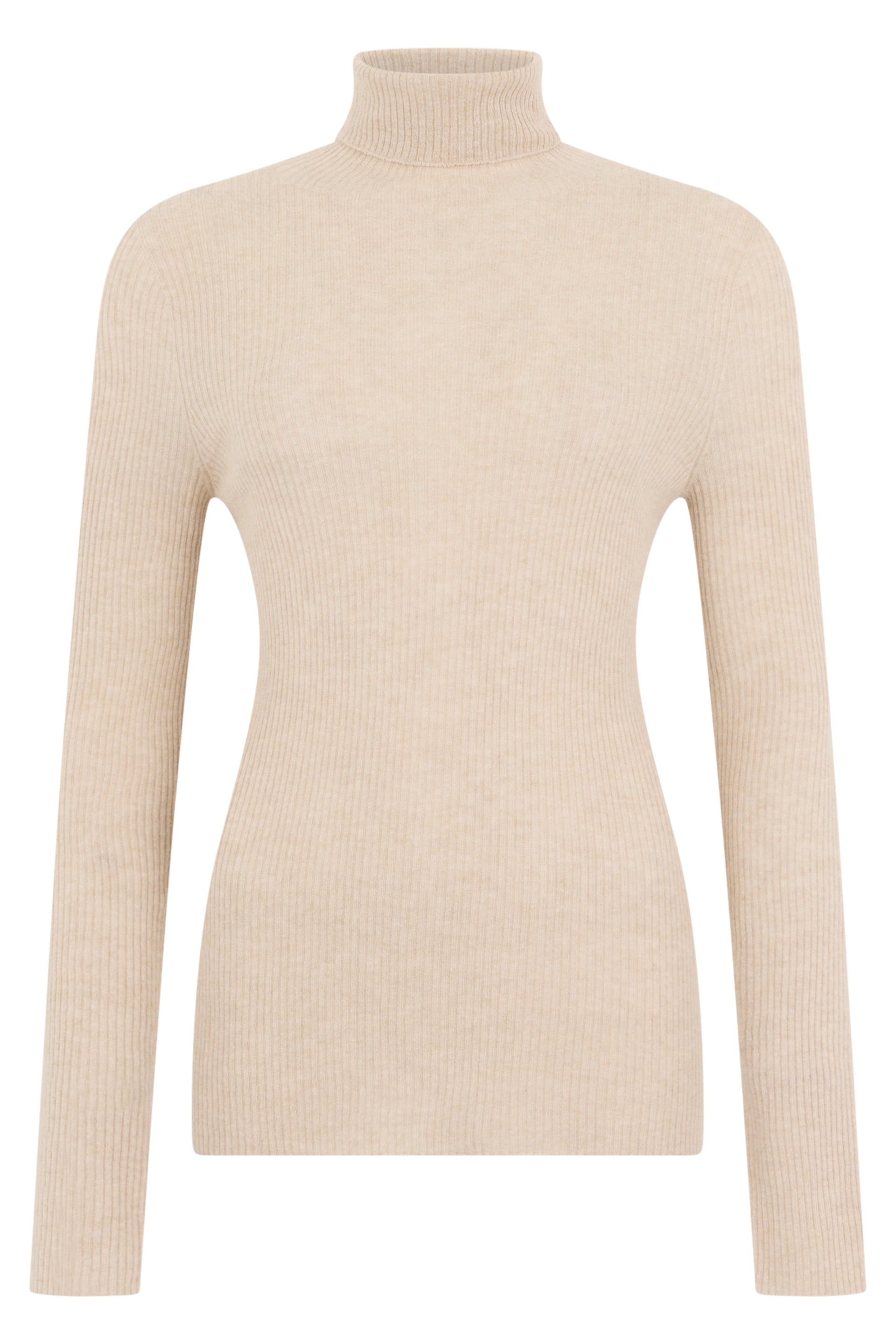 Fabiana Filippi Virgin Wool Ribbed Turtleneck Sweater — Beige - 40 by Fabiana Filippi