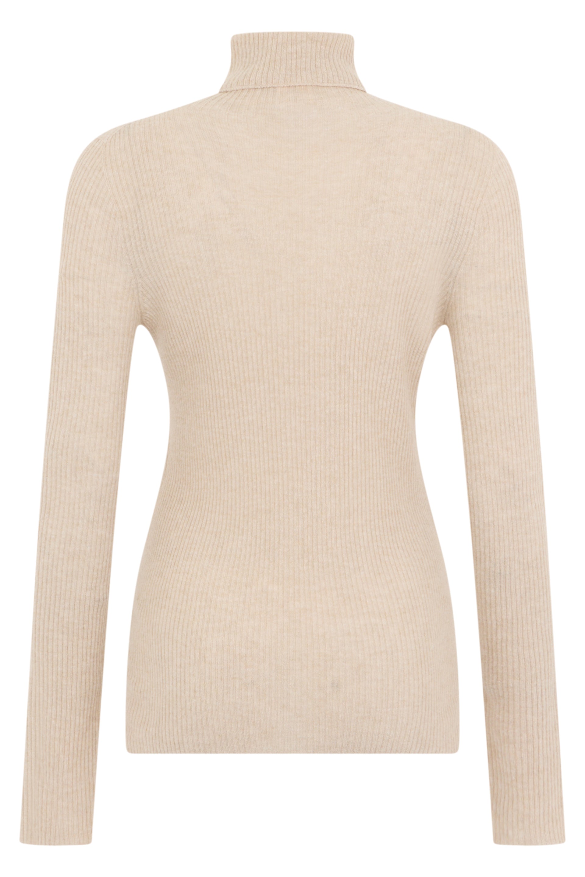 Fabiana Filippi Virgin Wool Ribbed Turtleneck Sweater — Beige - 40, view 2