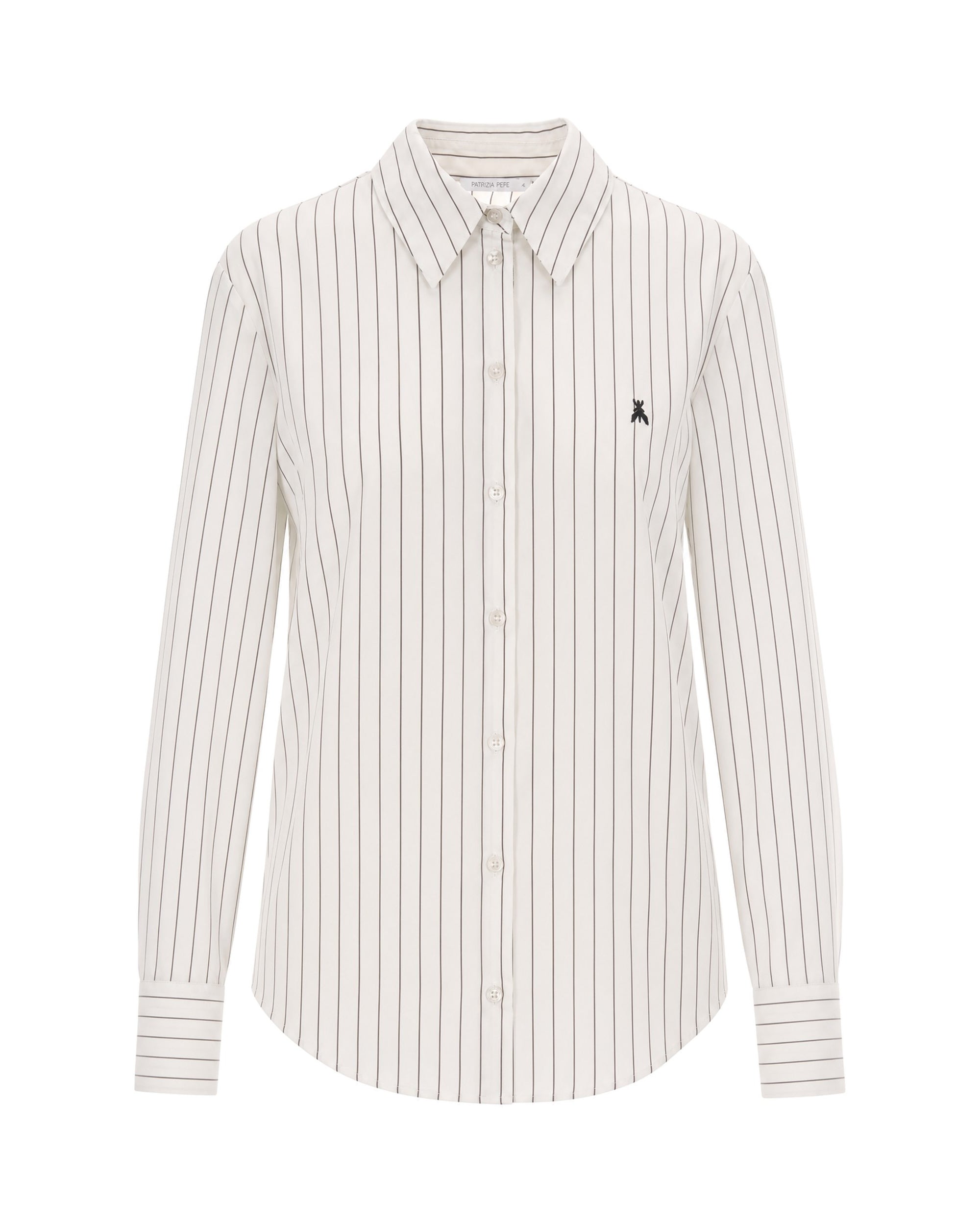 Patrizia Pepe Striped Poplin Shirt — White - 42 by Patrizia Pepe