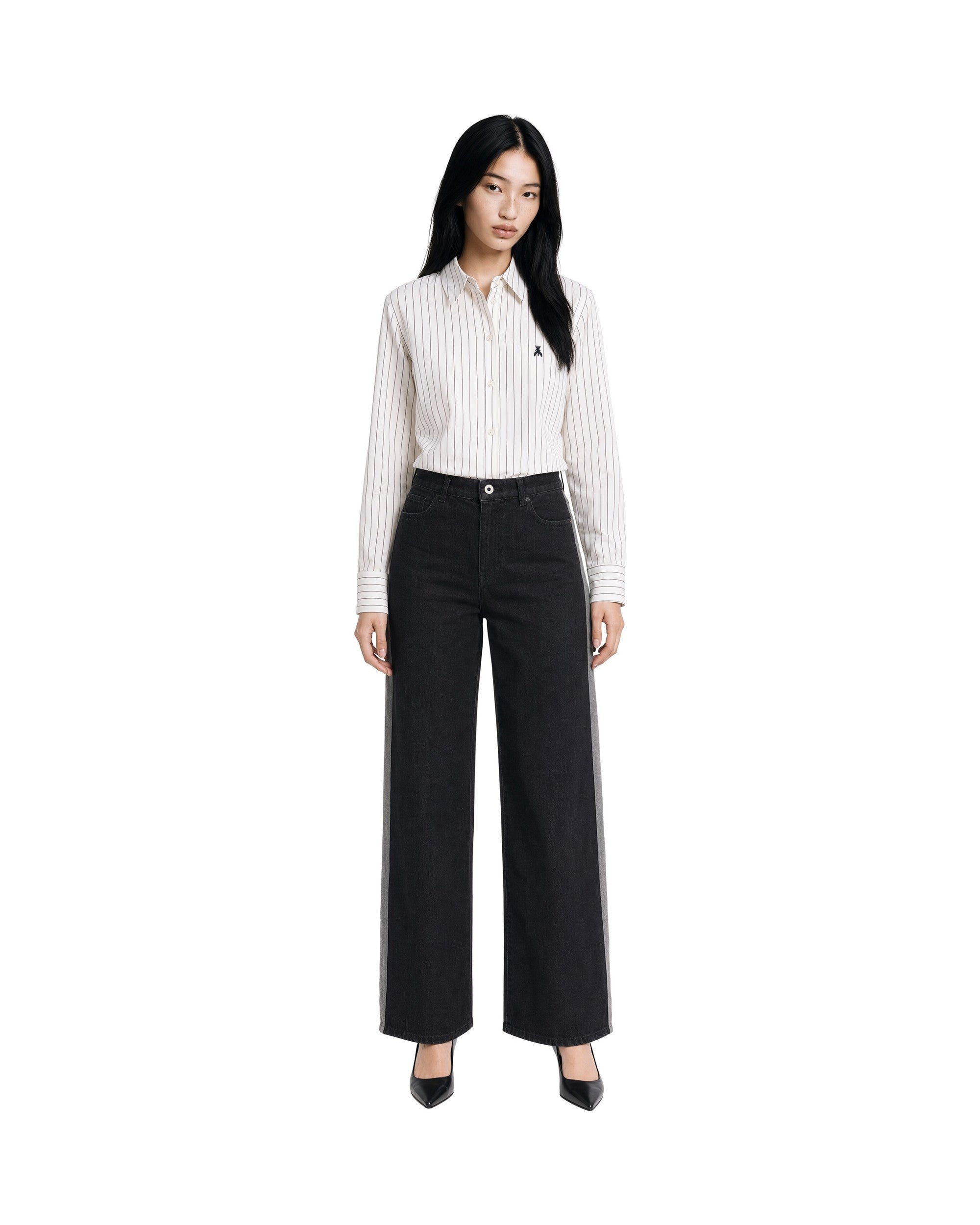 Patrizia Pepe Striped Poplin Shirt — White - 42, view 3