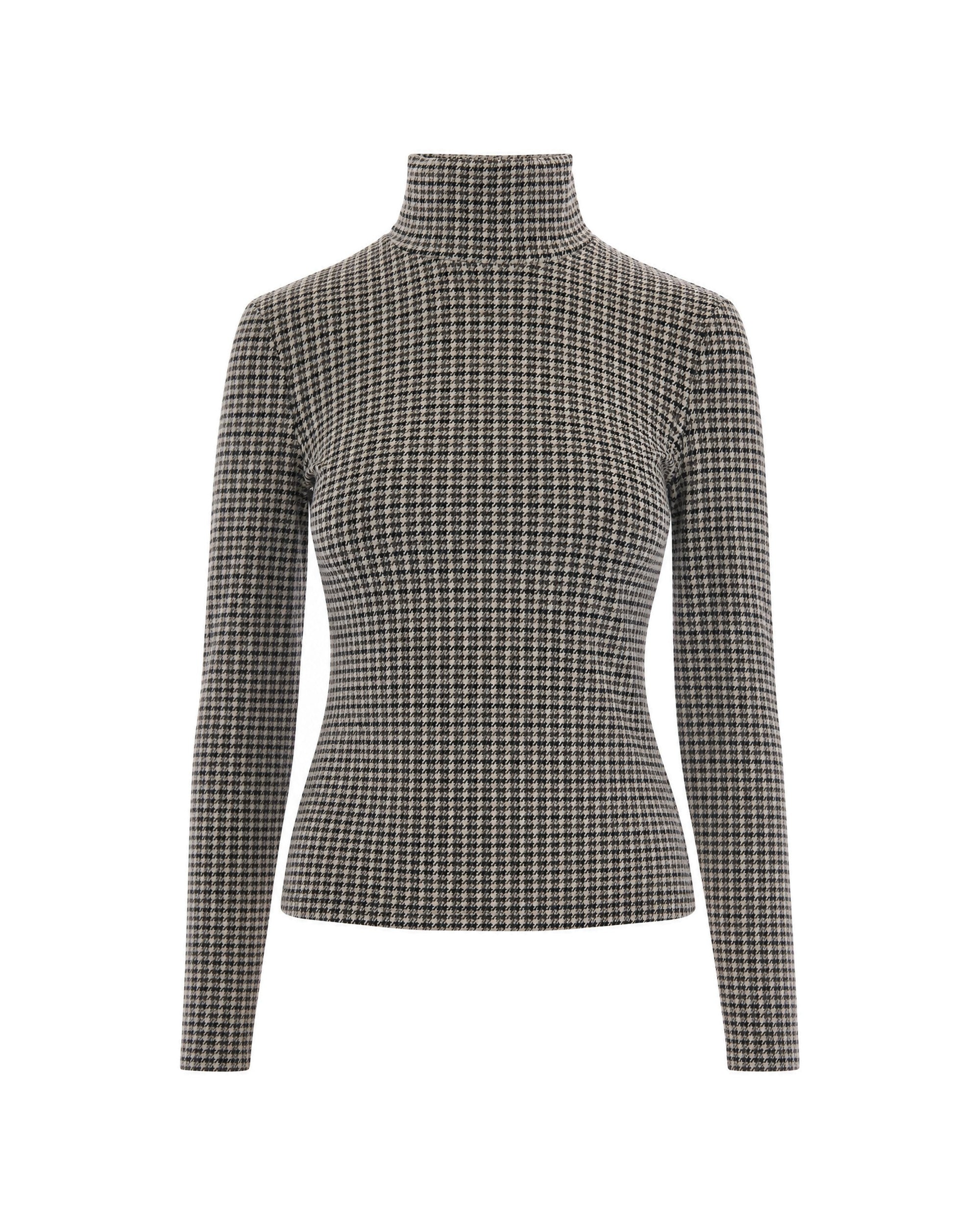 Patrizia Pepe Microcheck Roll-Neck Sweater — Gray - 42 by Patrizia Pepe