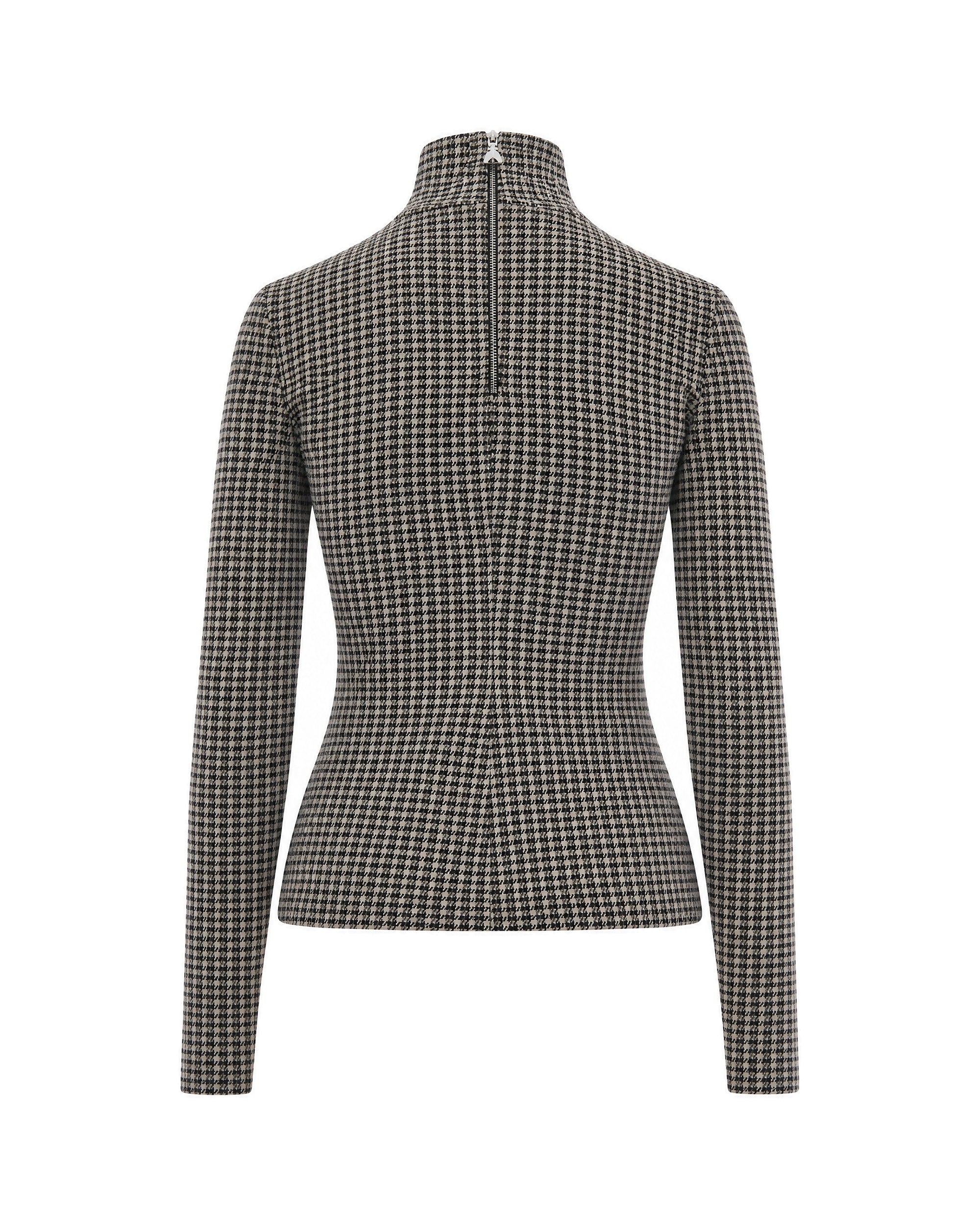 Patrizia Pepe Microcheck Roll-Neck Sweater — Gray - 42, view 2