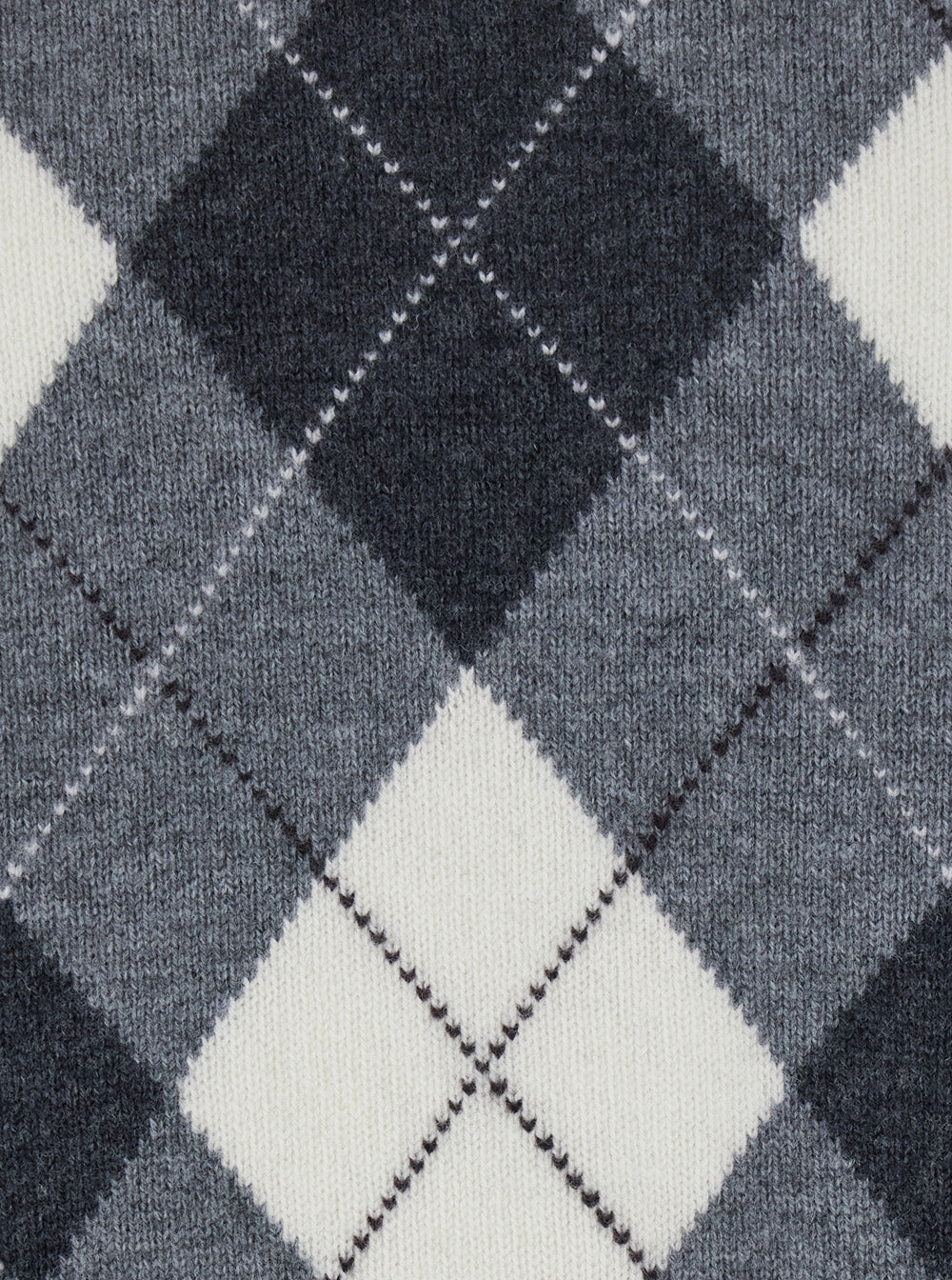 Dunst Argyle Wool Sweater — Gray - XS, view 6
