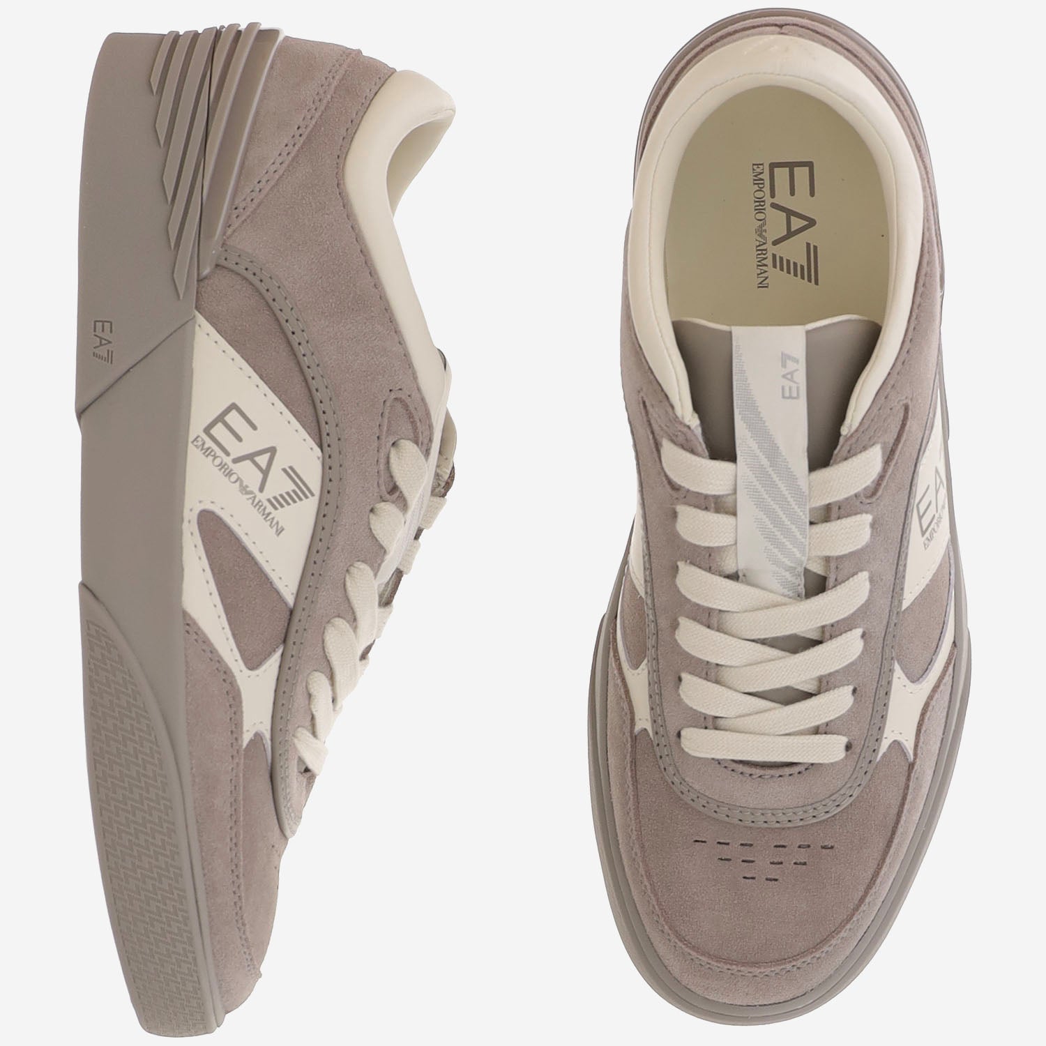 EA7 Leather With Side Logo Sneakers — Gray - 10 by EA7