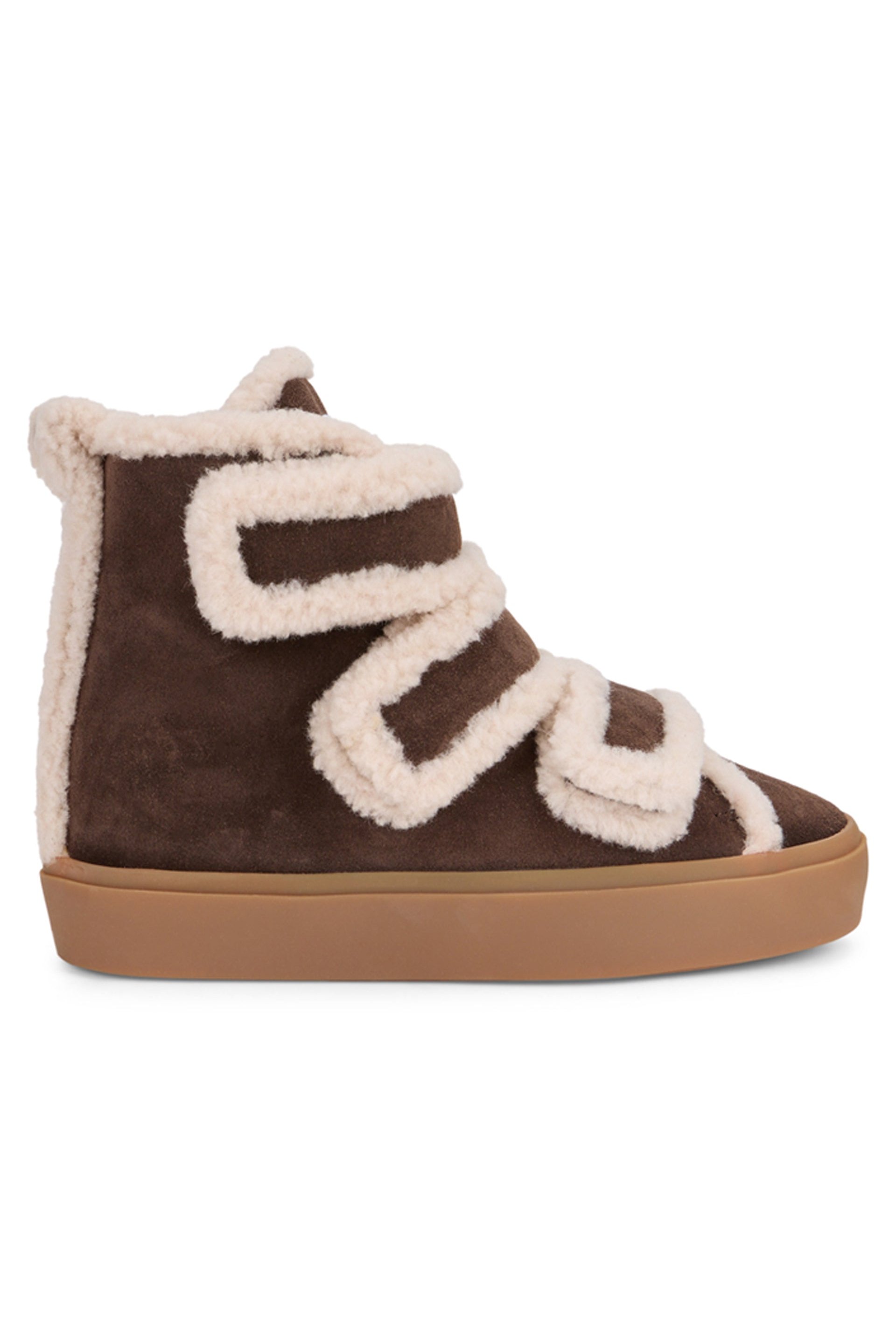 Inuikii Suede with Shearling Trim Ankle Boots — Brown - 38 by Inuikii