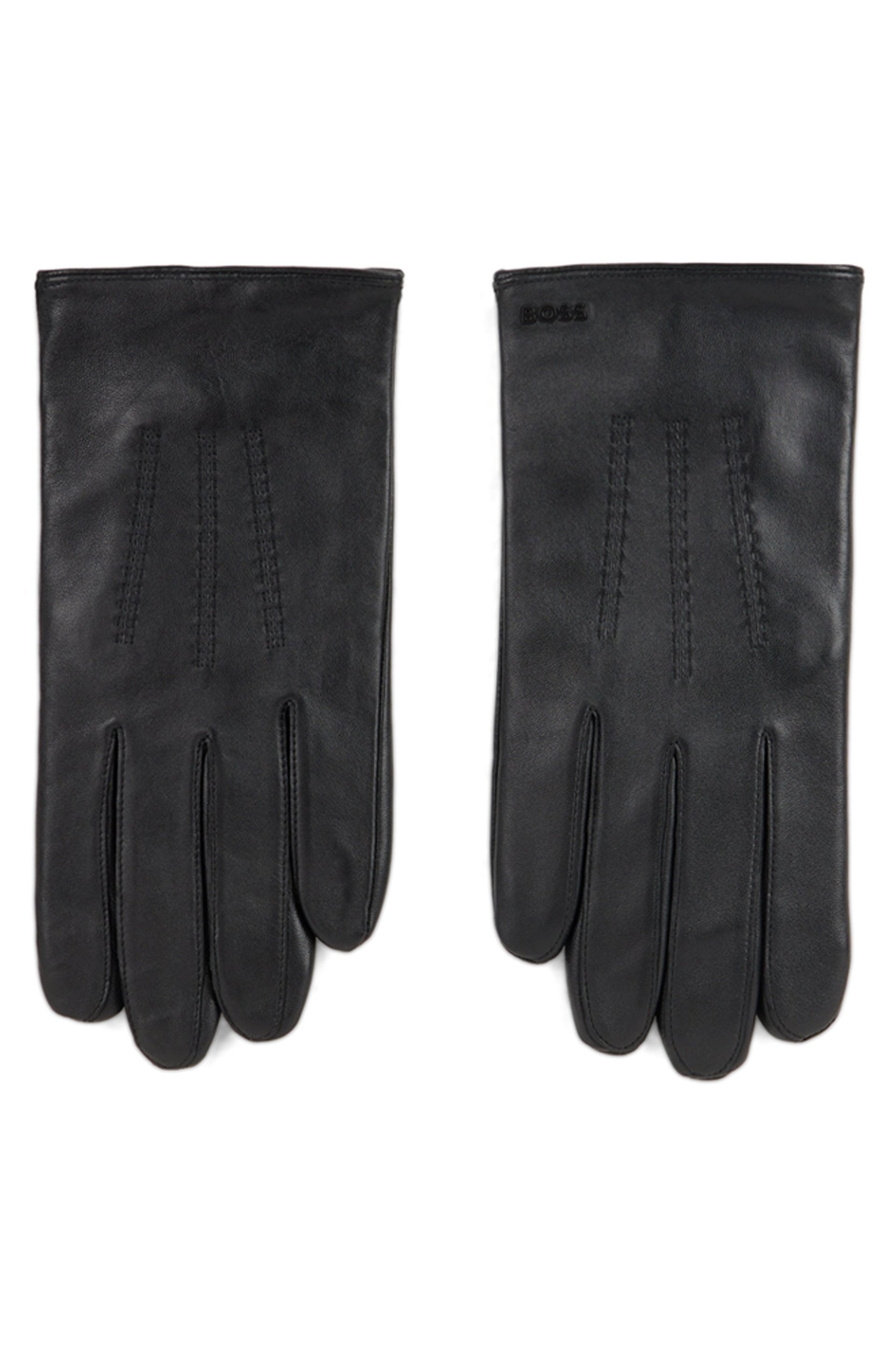 Hugo Boss Calfskin Leather with Wool Lining Gloves — Black - 9 by Hugo Boss