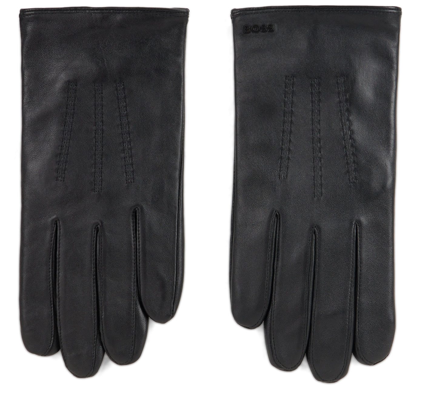 Hugo Boss Calfskin Leather with Wool Lining Gloves — Black - 9, view 2