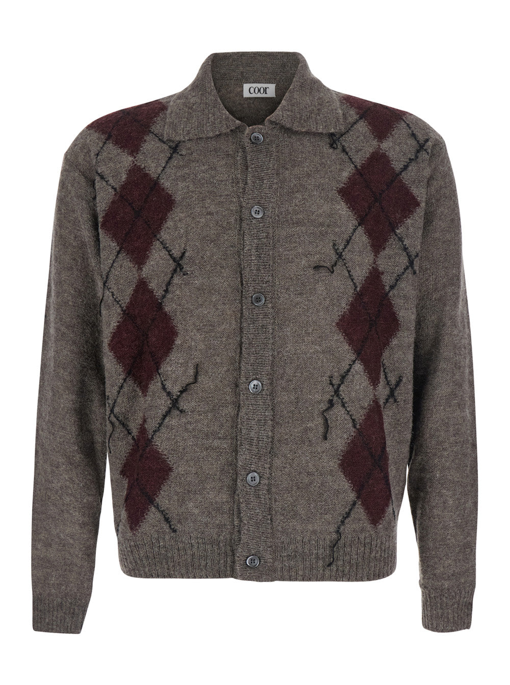 Coor Inside Out Argyle Collar Cardigan — Gray - M by Coor