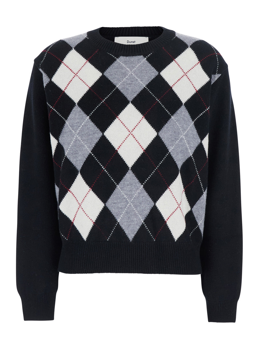 Dunst Argyle Wool Sweater — Black - XS by Dunst