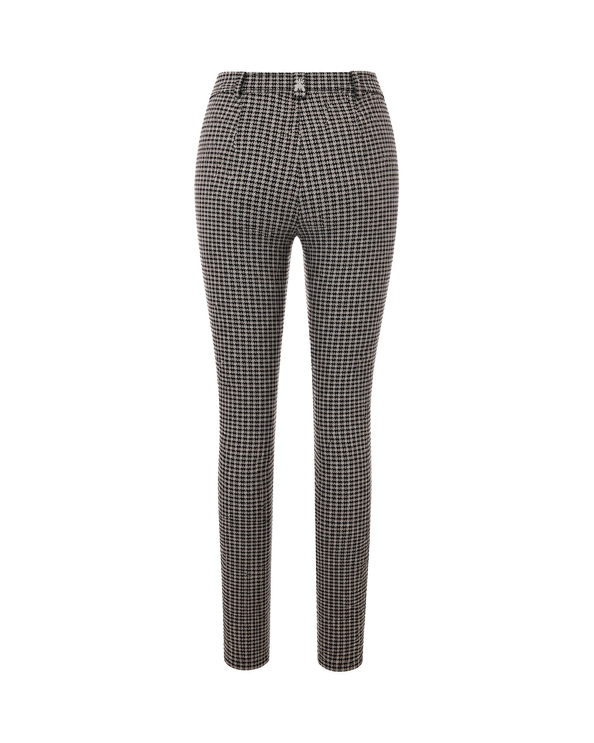 Patrizia Pepe Grey-Brown Microcheck Viscose Trousers — Gray, view 2