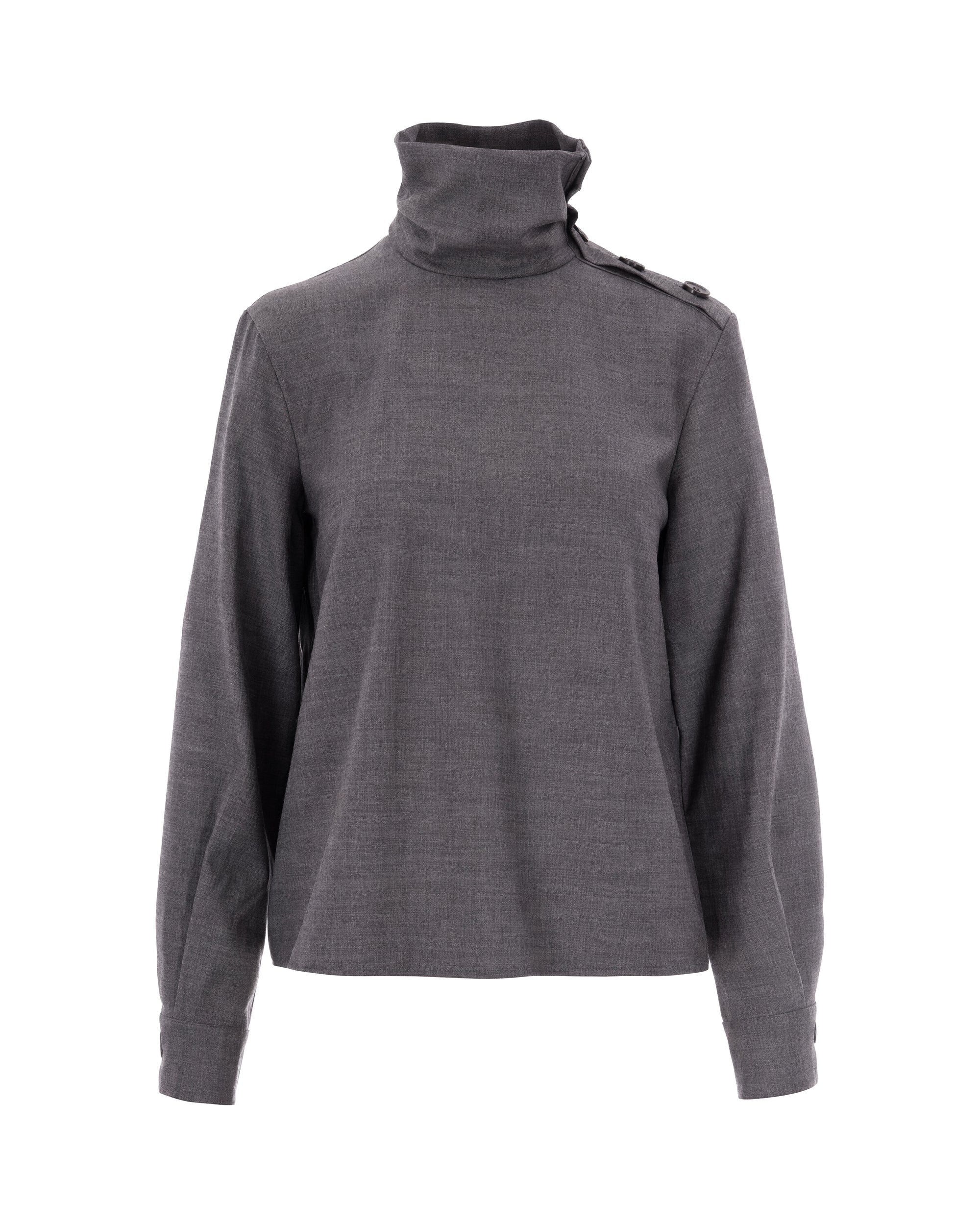 Patrizia Pepe Lyocell Balloon Sleeve Blouse — Grey by Patrizia Pepe