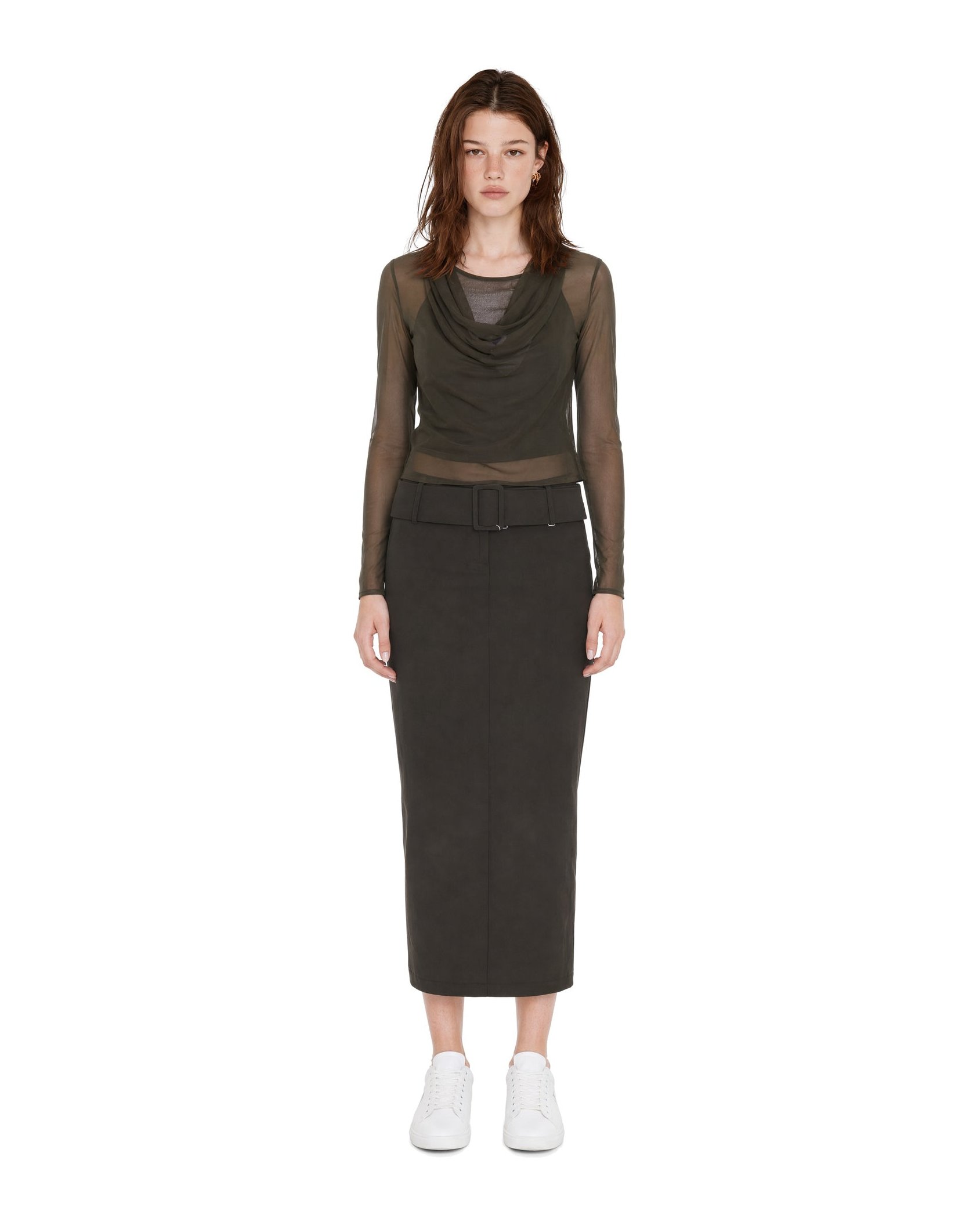 Patrizia Pepe Midi Pencil Skirt — Green, view 3
