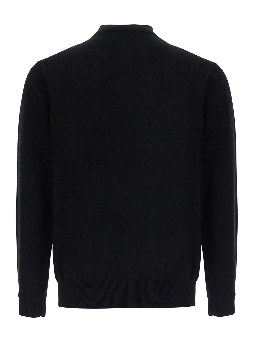 Leplain Merino Cashmere Polo Neck Sweater — Black, view 2