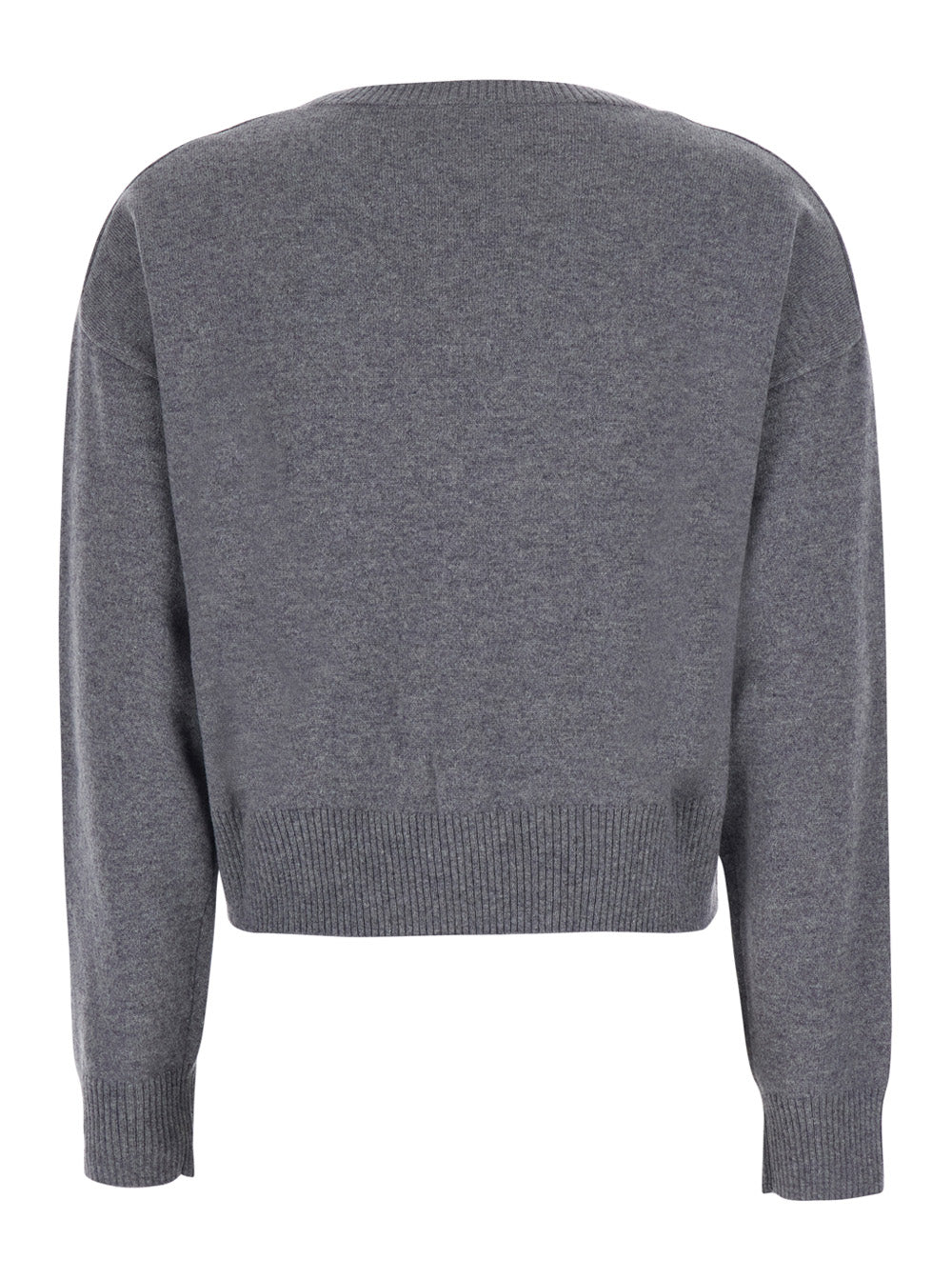 Leplain Cropped Cashmere Sweater — Gray, view 2