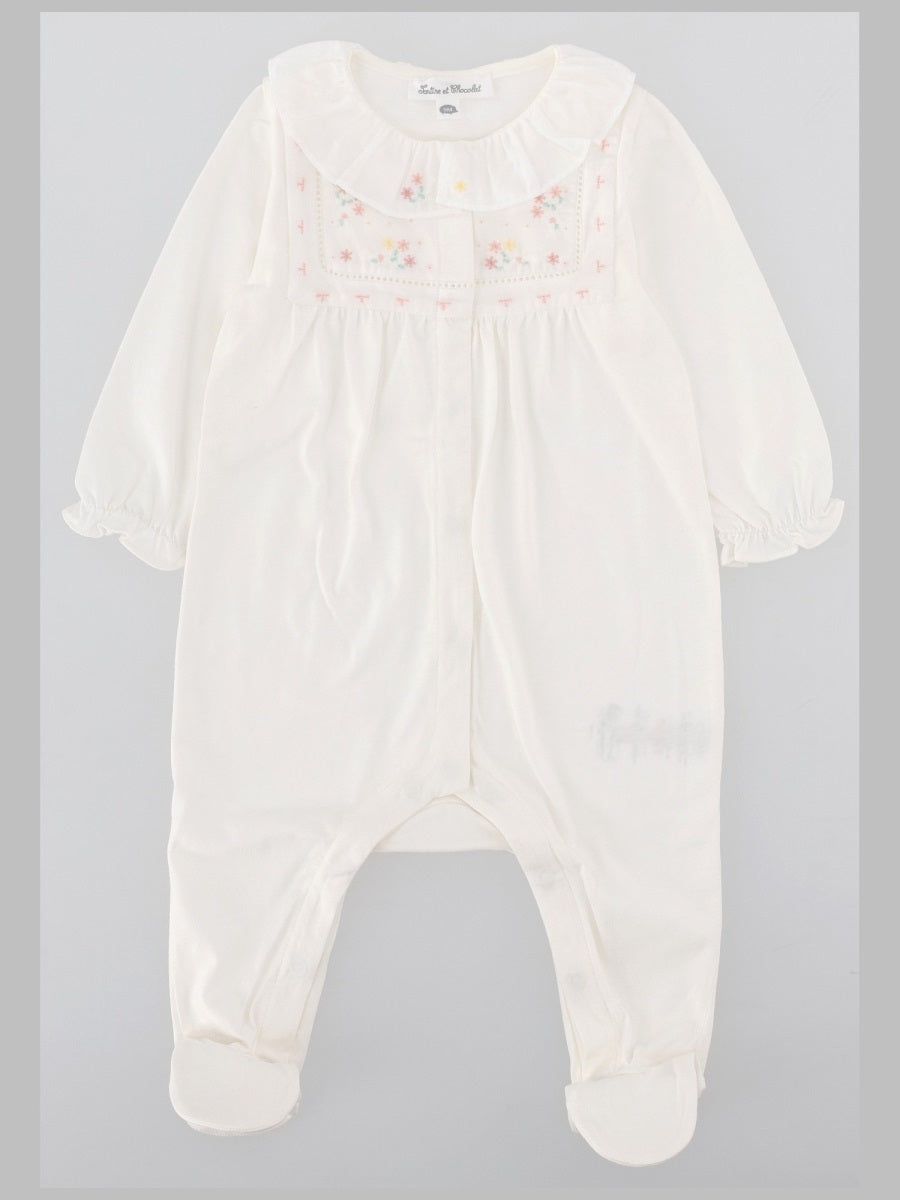Tartine Et Chocolat Floral Embroidered Cotton Bodysuit — White by Tartine Et Chocolat