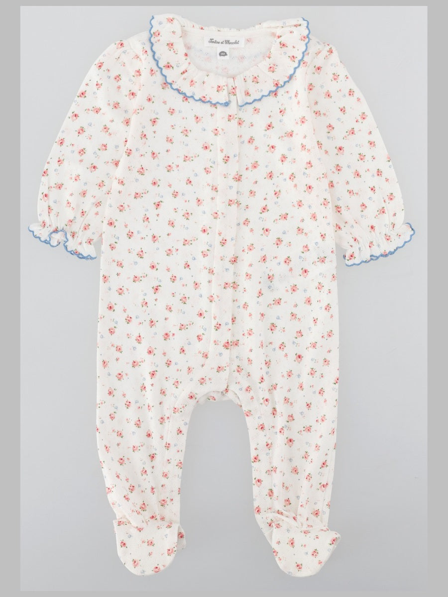 Tartine Et Chocolat Floral Pyjama Jumpsuit Cotton Dress — White by Tartine Et Chocolat