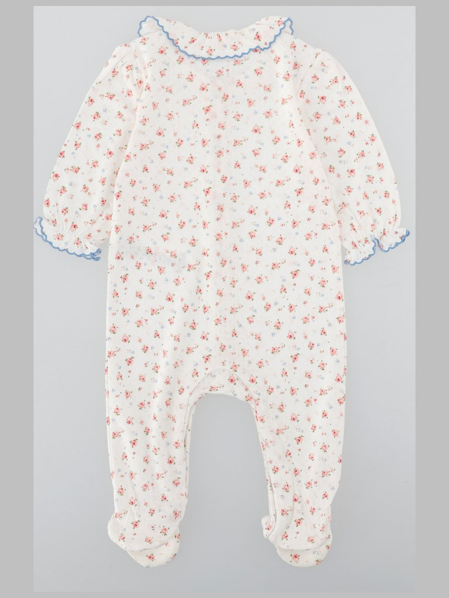 Tartine Et Chocolat Floral Pyjama Jumpsuit Cotton Dress — White, view 2