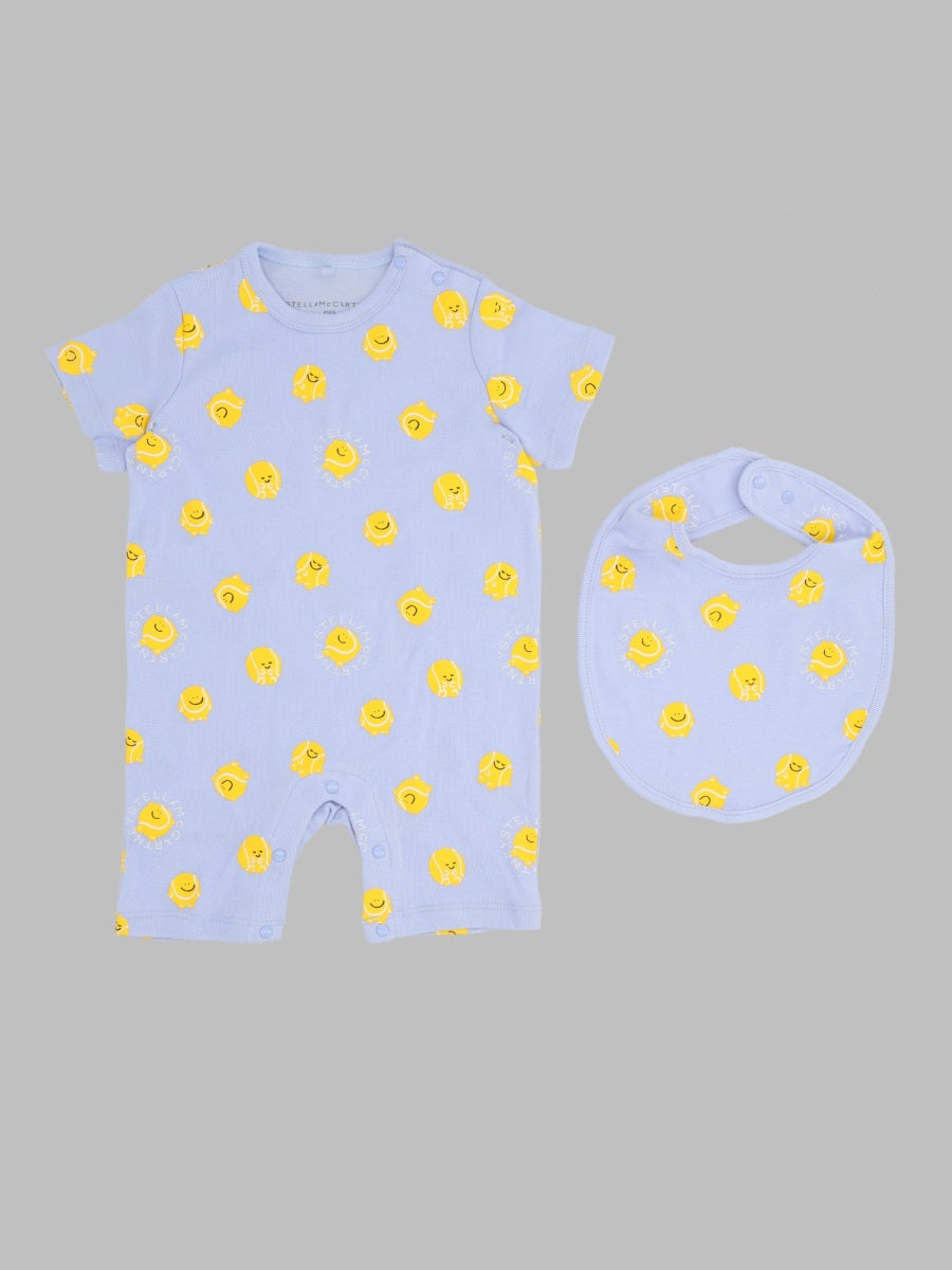 Stella McCartney Smiley Face Print Cotton Underwear Set — Blue by Stella McCartney