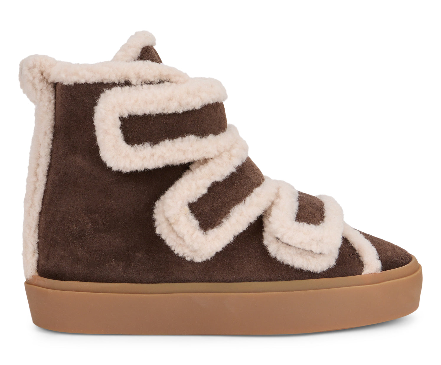Inuikii Sherpa-Lined Suede Ankle Boots — Brown, view 2