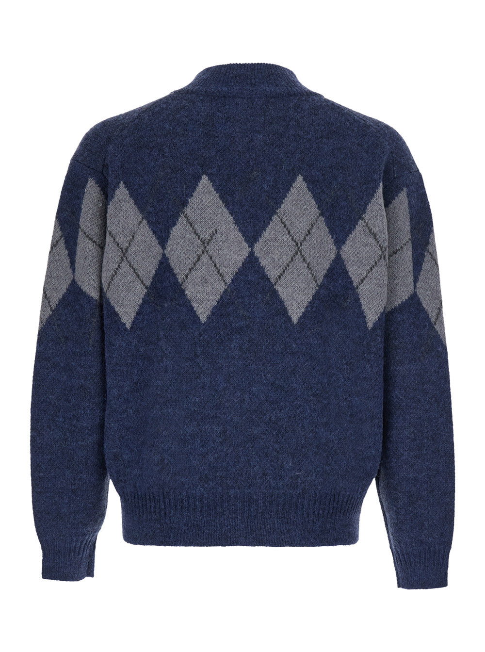 Coor Argyle Wool-Blend Zip-Up Sweater — Blue, view 2
