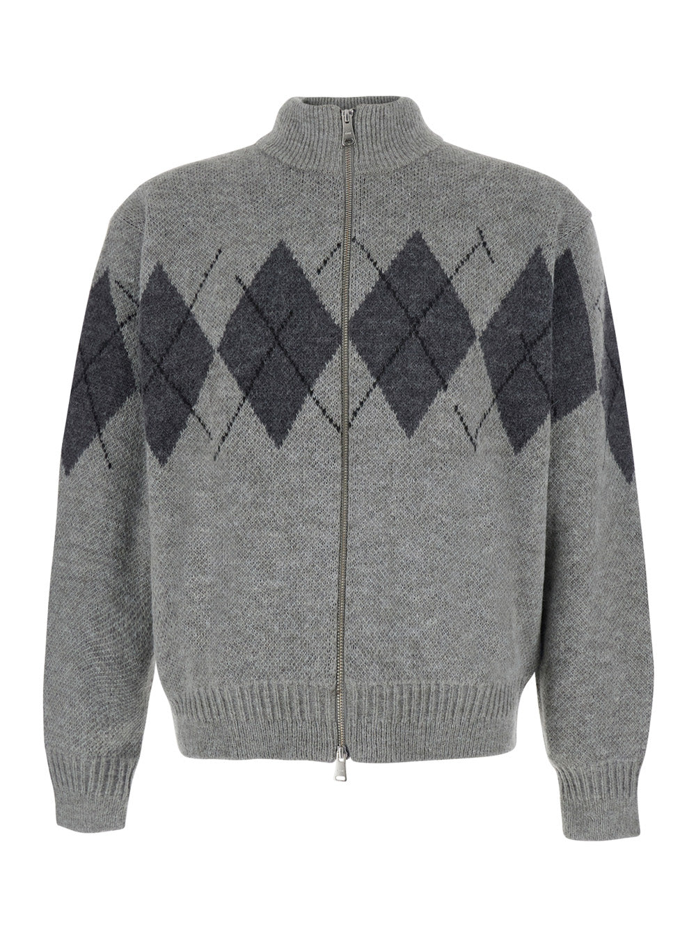 Coor Argyle Zip-Up Cardigan — Gray by Coor