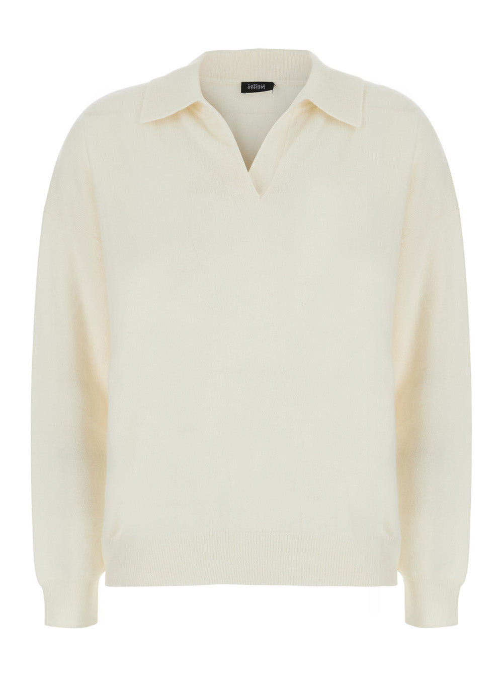 Leplain Polo Neck Cashmere Knit Sweater — White by Leplain