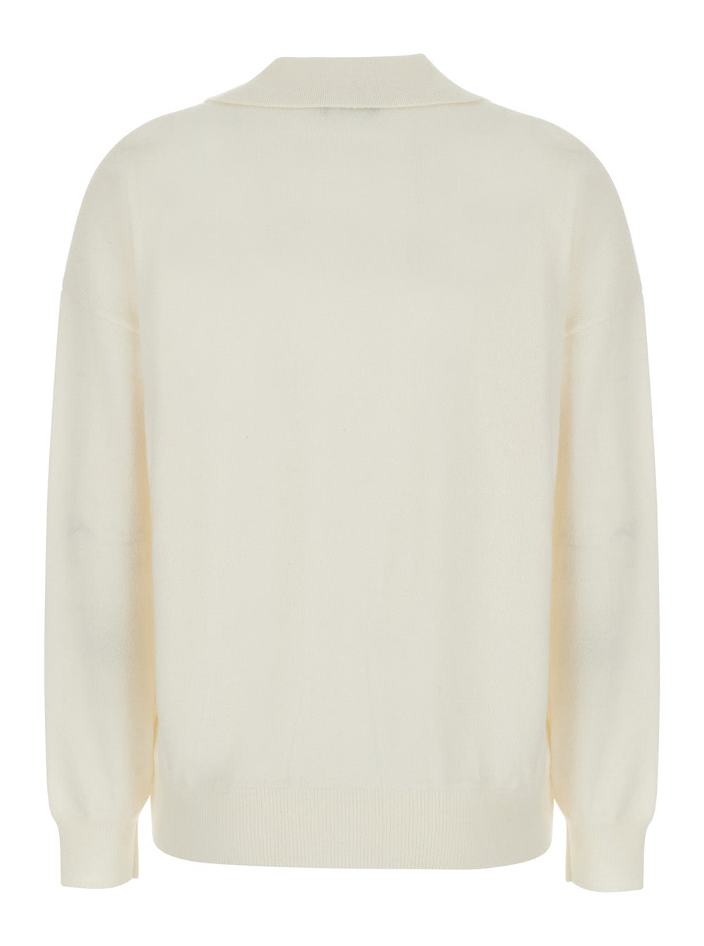 Leplain Polo Neck Cashmere Knit Sweater — White, view 2