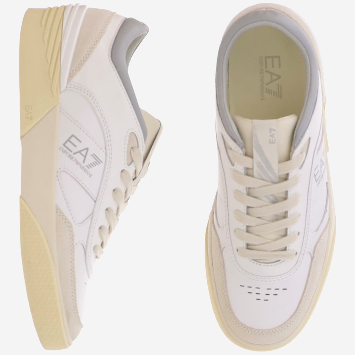EA7 Leather Low-Top Sneakers — White - 9.5 by EA7
