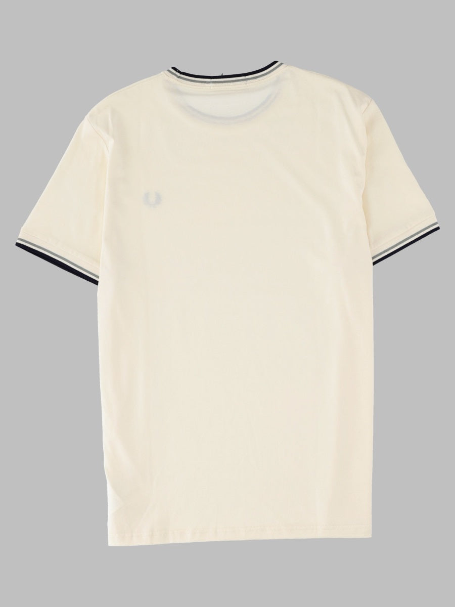 Fred Perry Logo-Embroidered Cotton T-Shirt — Ivory, view 2