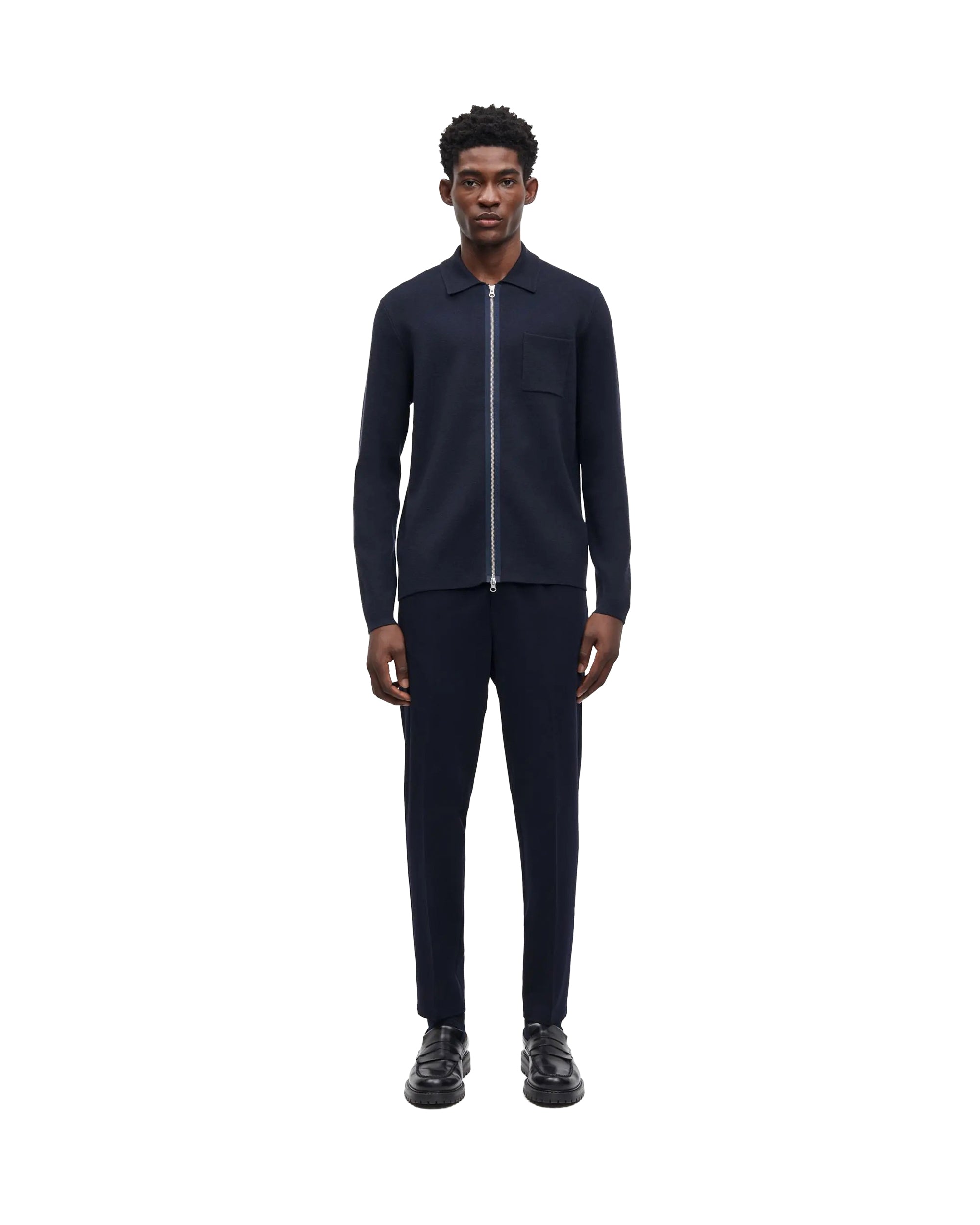 Samsoe Samsoe Zip-Up Lenzing Ecovero Viscose Cardigan — Blue, view 3