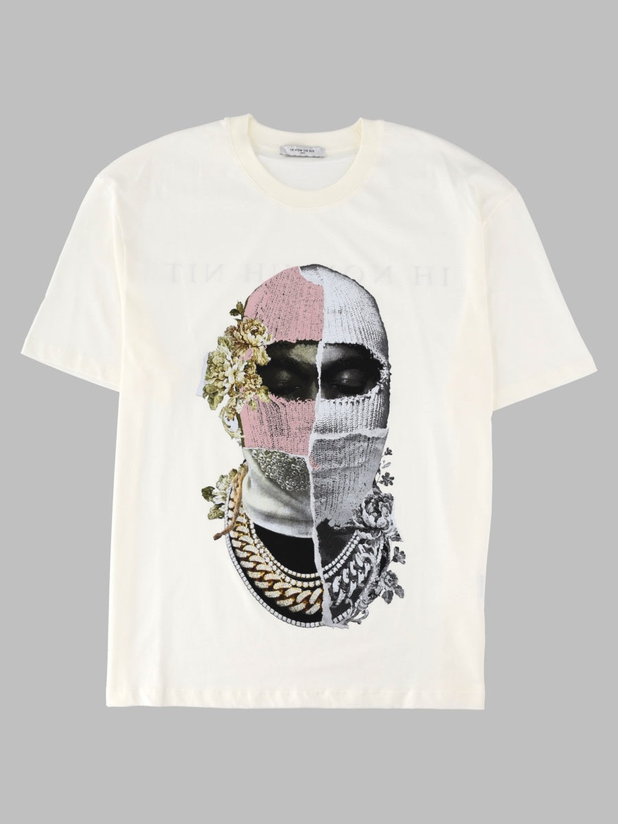 Ih Nom Uh Nit Newspaper Mask Graphic T-Shirt — White by Ih Nom Uh Nit