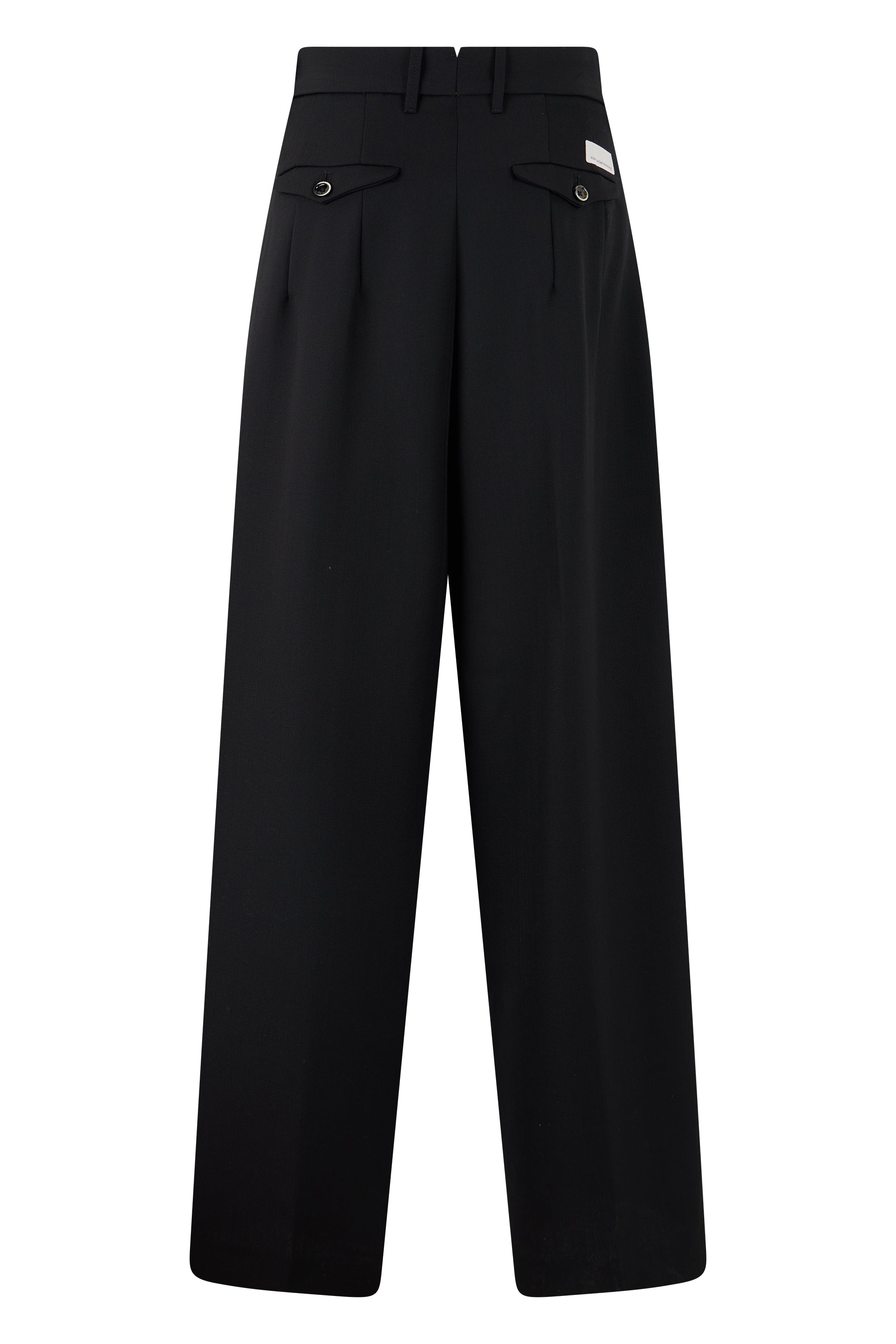 Nine In The Morning Wide-Leg Pleated Wool Trousers — Black, view 2