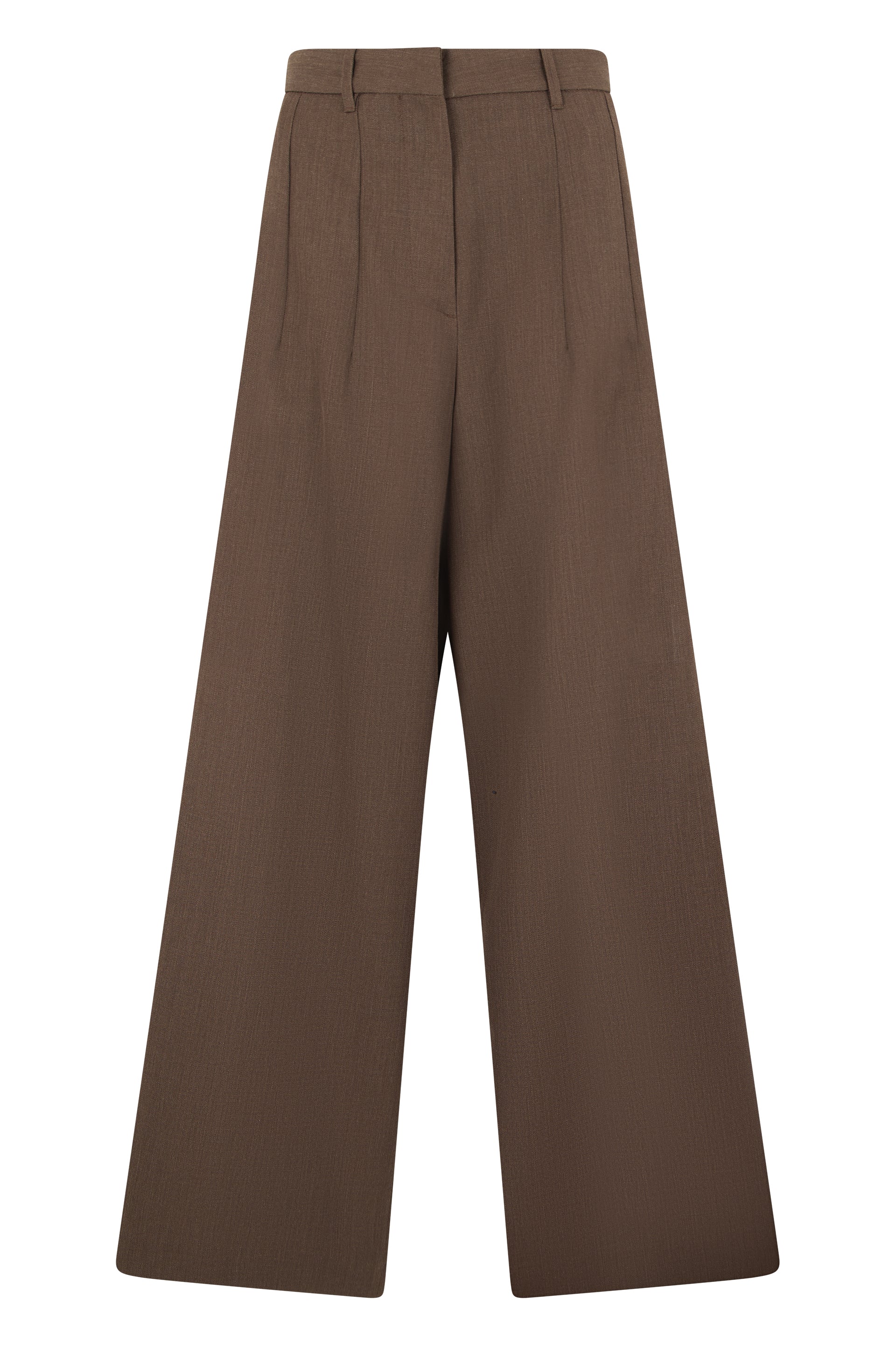 Nine In The Morning Wide-Leg Pleated Wool Trousers — Brown by Nine In The Morning