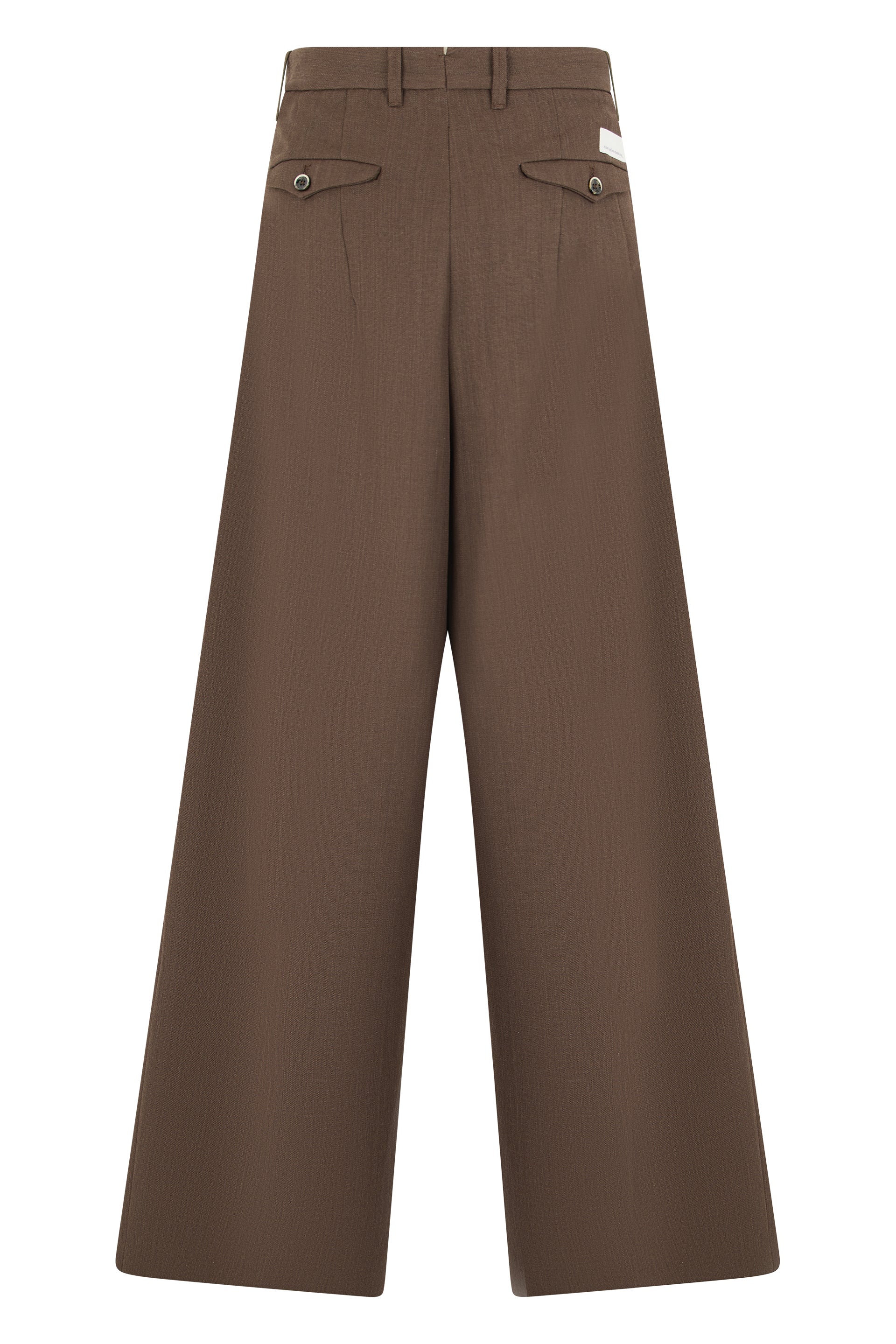 Nine In The Morning Wide-Leg Pleated Wool Trousers — Brown, view 2