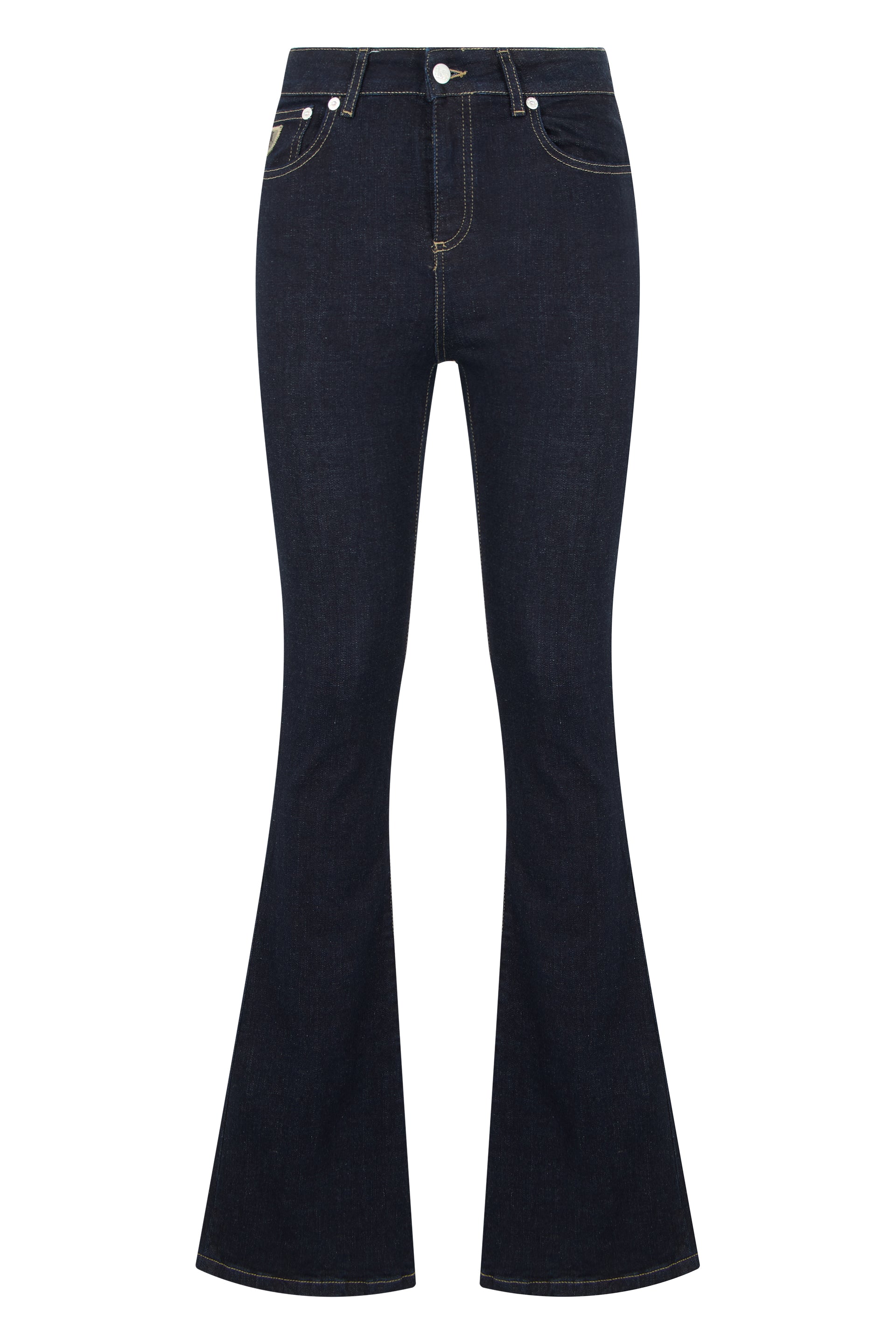 Lois Jeans Dark Rinse Denim Flared Jeans — Navy by Lois Jeans