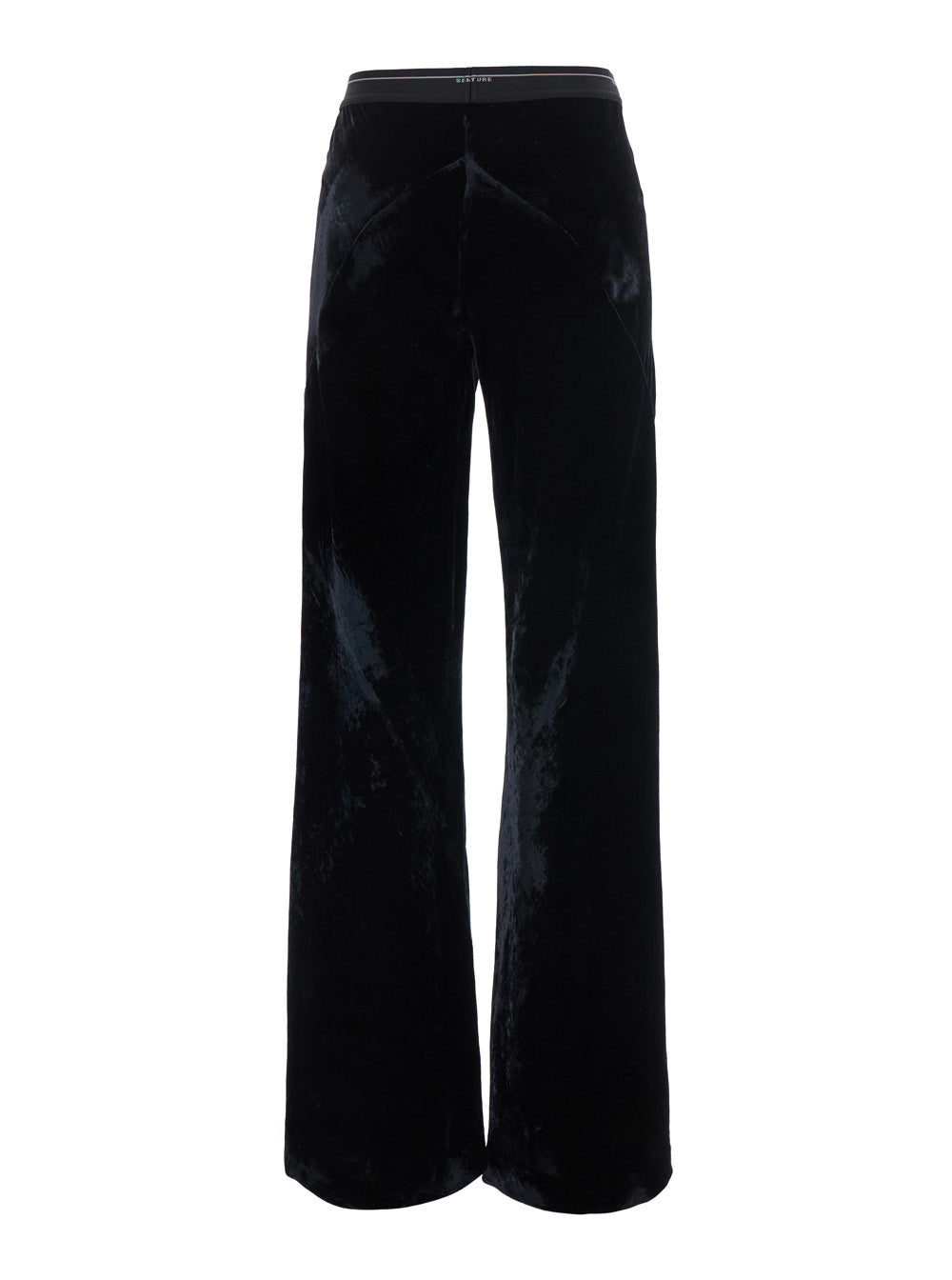 Semicouture Velvet Straight-Leg Trousers — Black, view 2