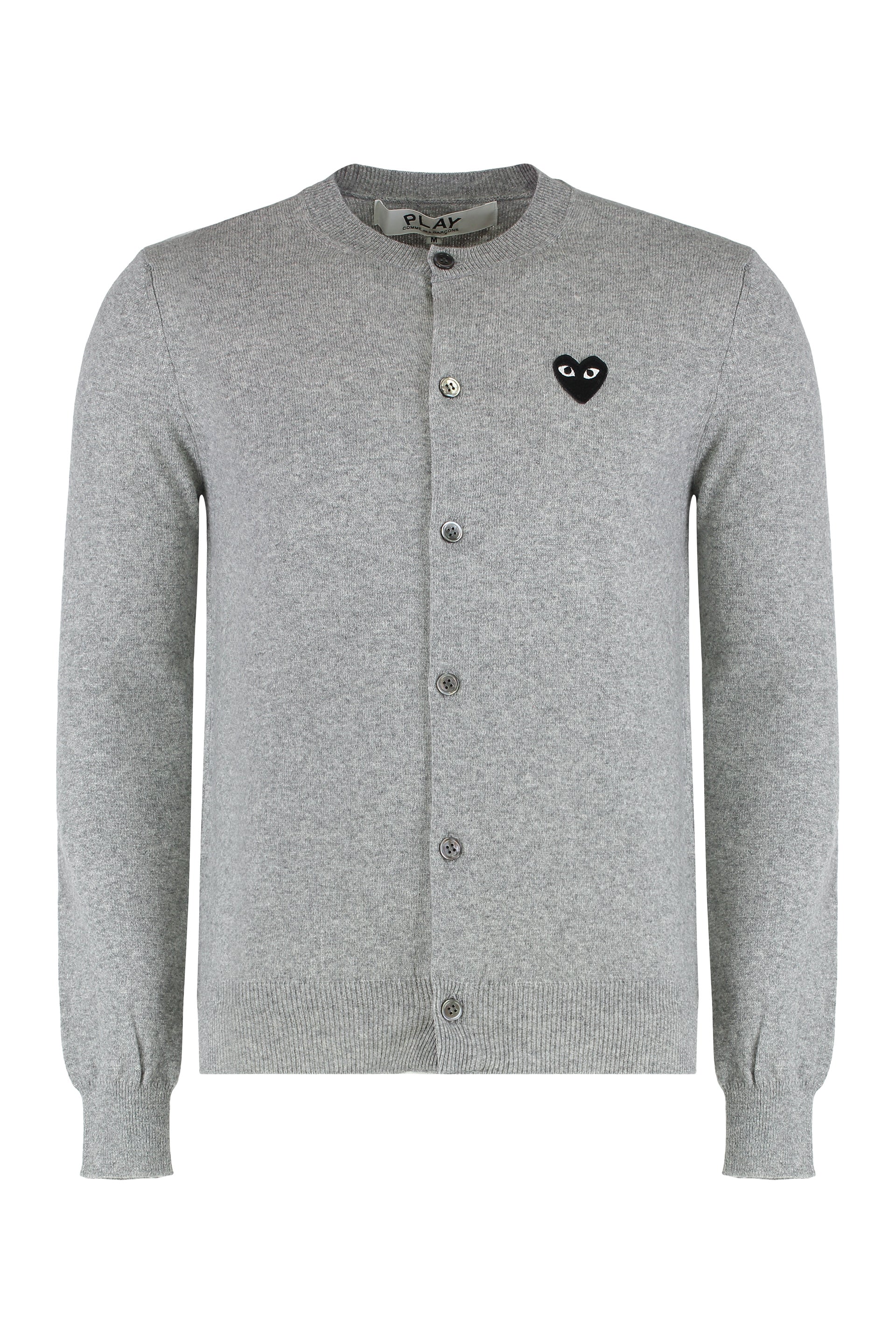 Comme Des GarçOns Play Wool Knit with Logo Detail Cardigan — Gray by Comme Des Garçons Play