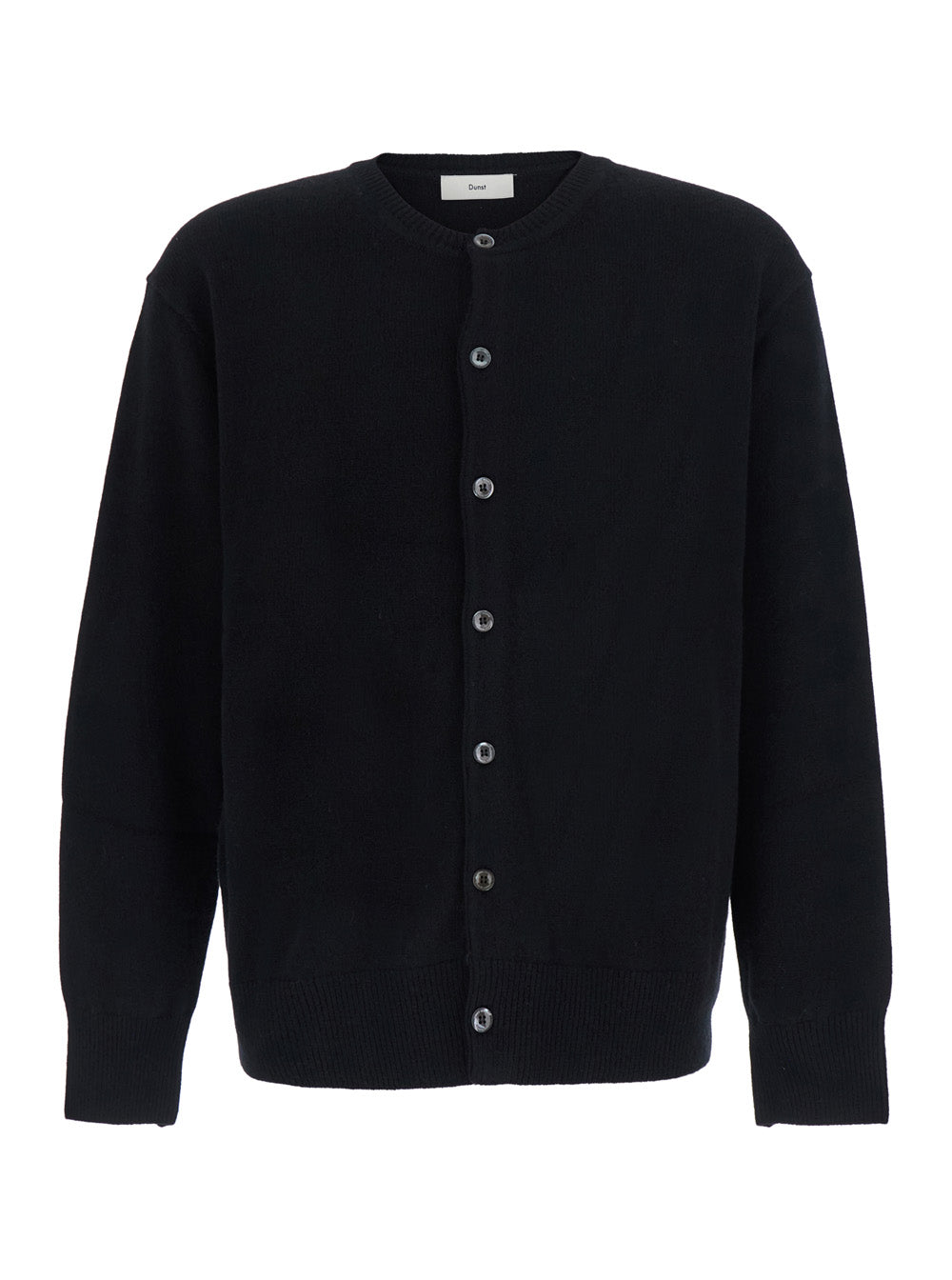 Dunst Wool Blend Crewneck Cardigan — Black by Dunst