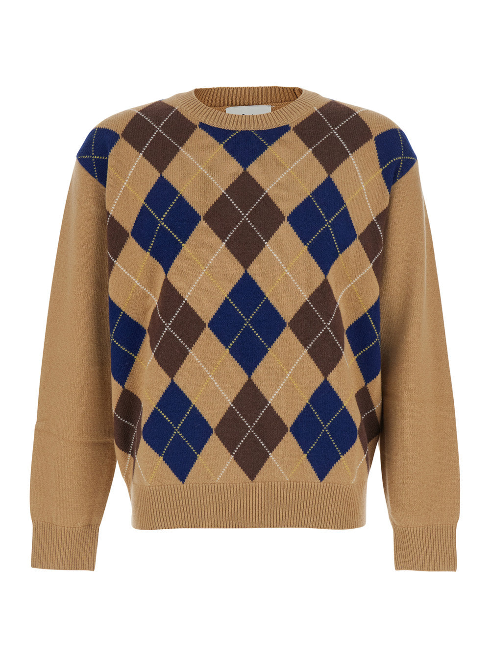 Dunst Argyle Wool Sweater — Beige by Dunst