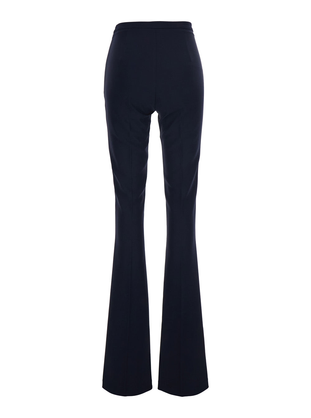 Elisabetta Franchi Flared Crepe Trousers — Blue, view 2