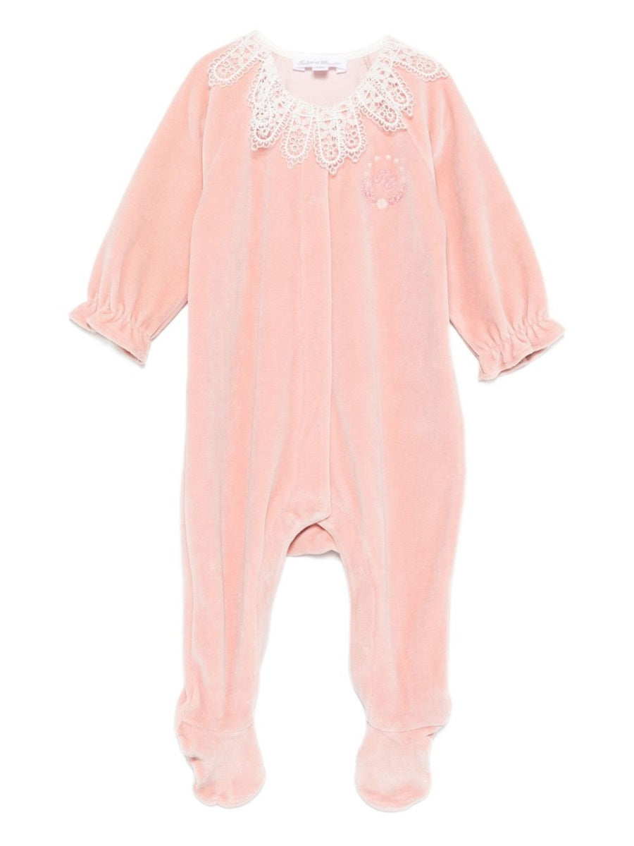Tartine Et Chocolat Lace-Collar Cotton-Blend Bodysuit — Pink by Tartine Et Chocolat