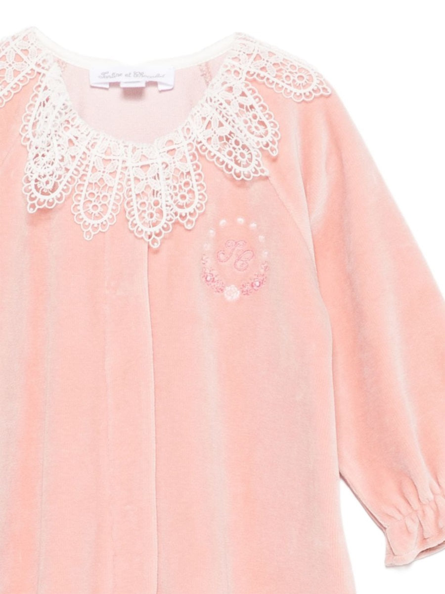 Tartine Et Chocolat Lace-Collar Cotton-Blend Bodysuit — Pink, view 3